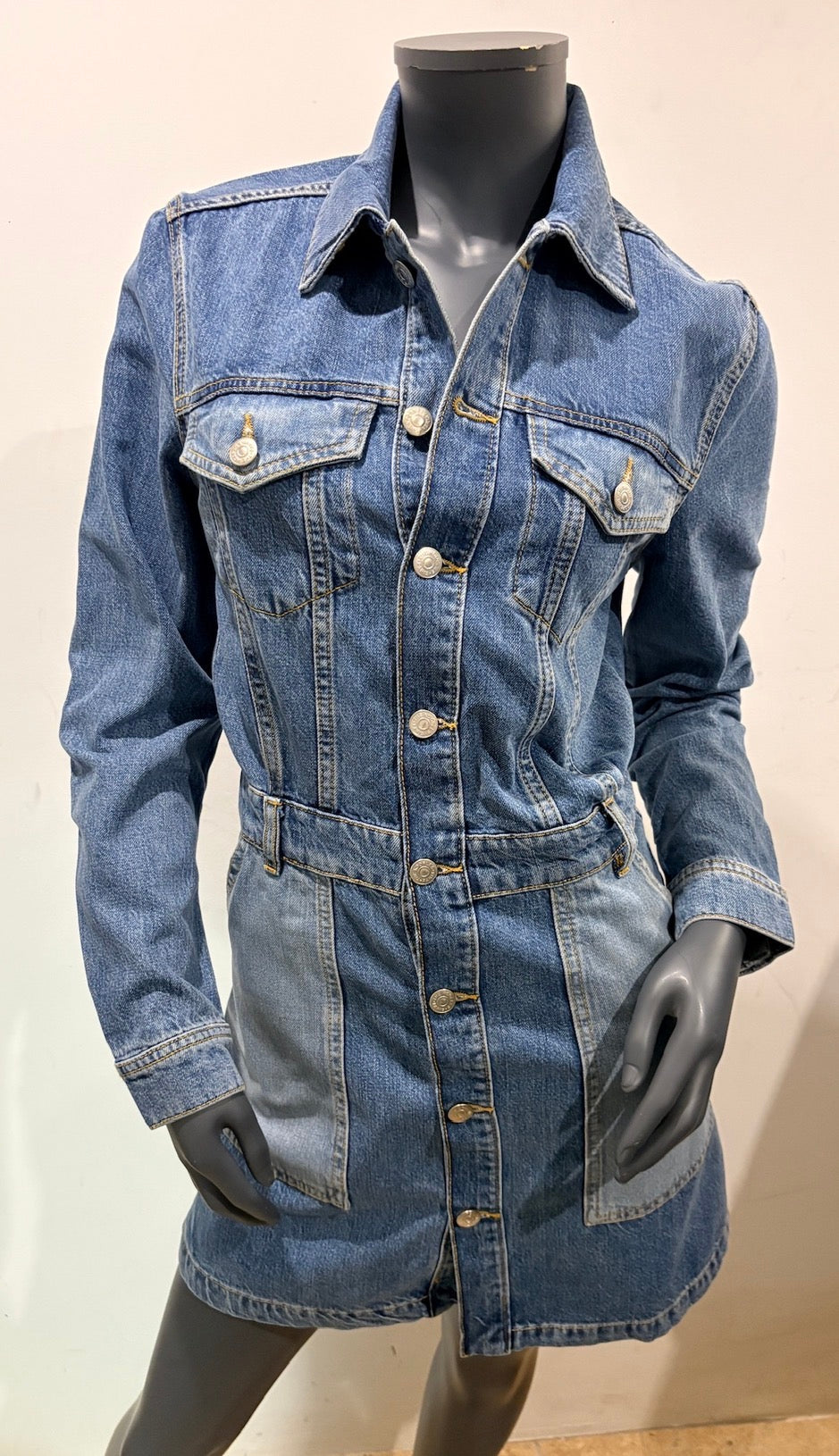 The Kooples - Robe Chemise en Jean FROB24113J - Blue Washed Denim - Neuve avec étiquette SANDRO