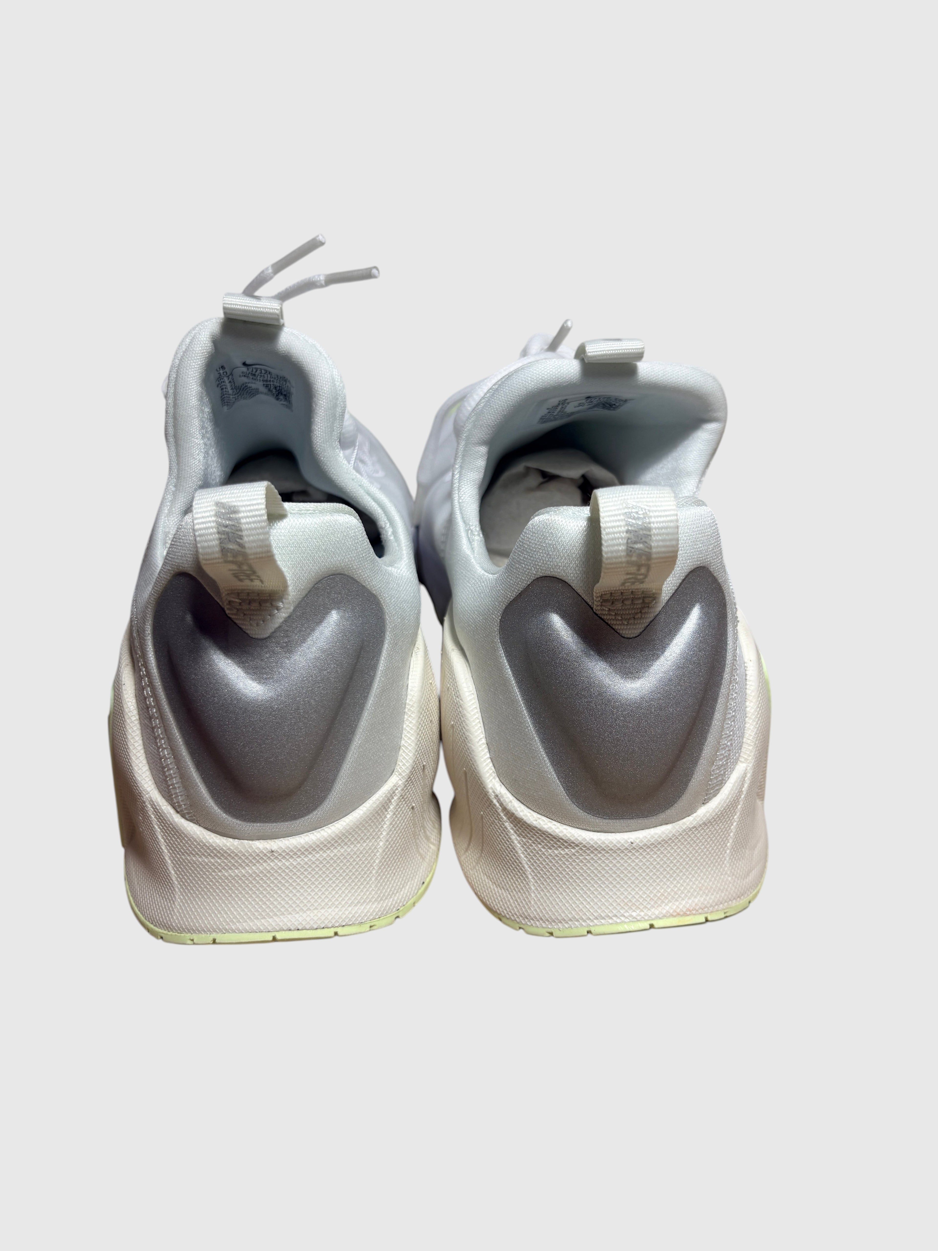 Baskets de Fitness Nike Free Metcon 6 Femme – Blanc / Argent Métallisé / Volt (Taille 42 EU)