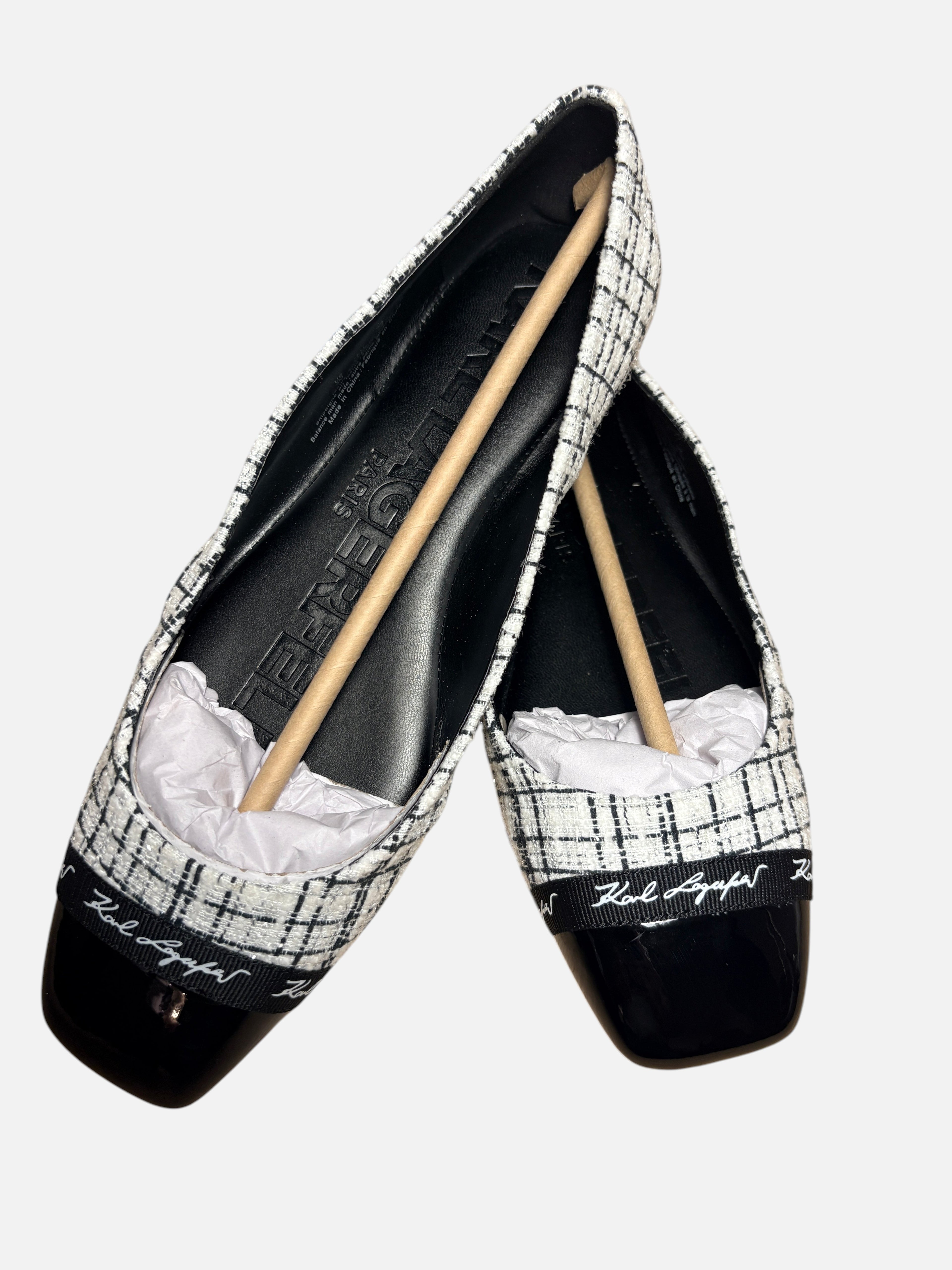 Ballerines en Tweed Karl Lagerfeld – Noir & Blanc (Taille 39.5)