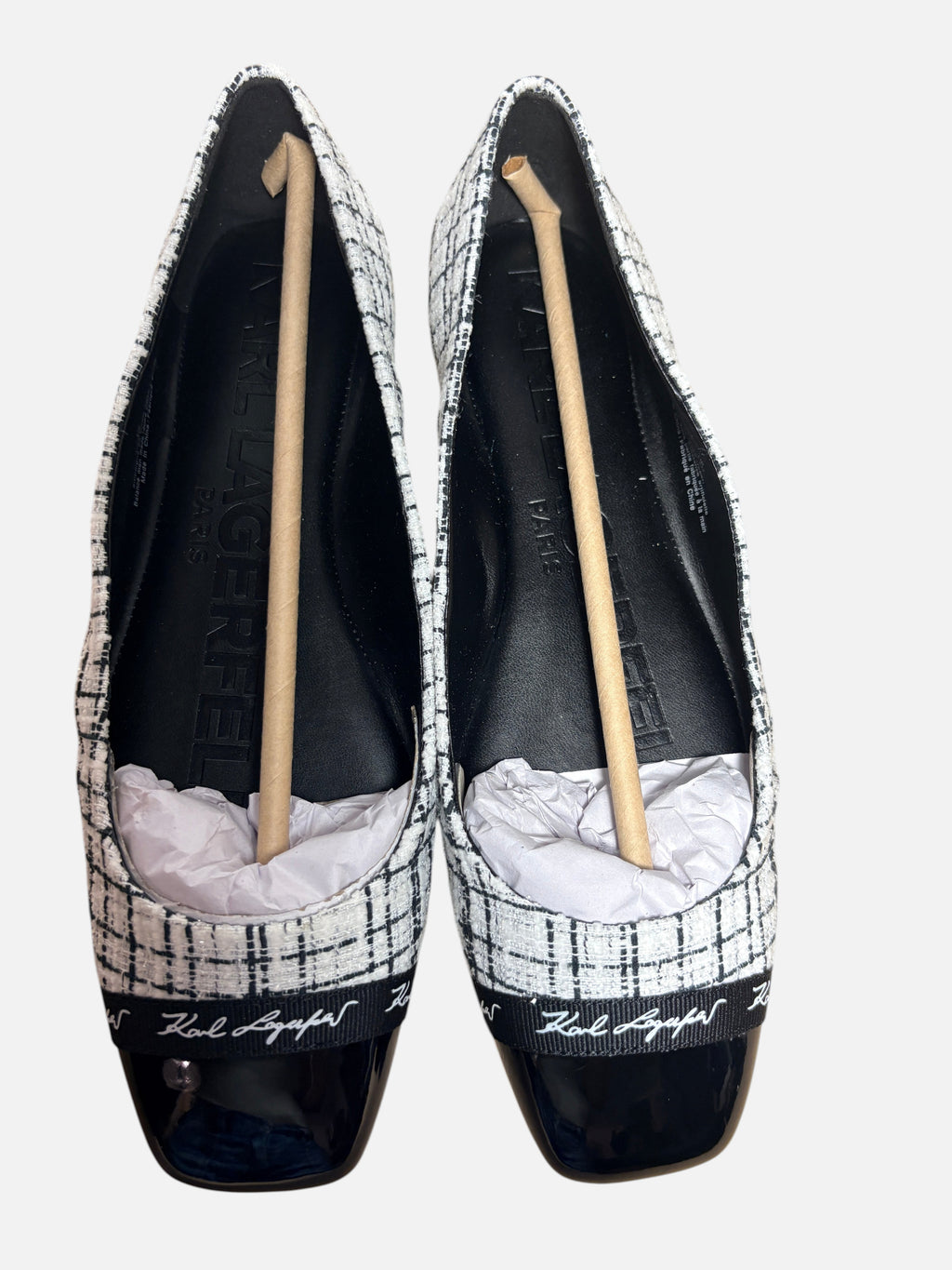 Ballerines en Tweed Karl Lagerfeld – Noir & Blanc (Taille 39.5)