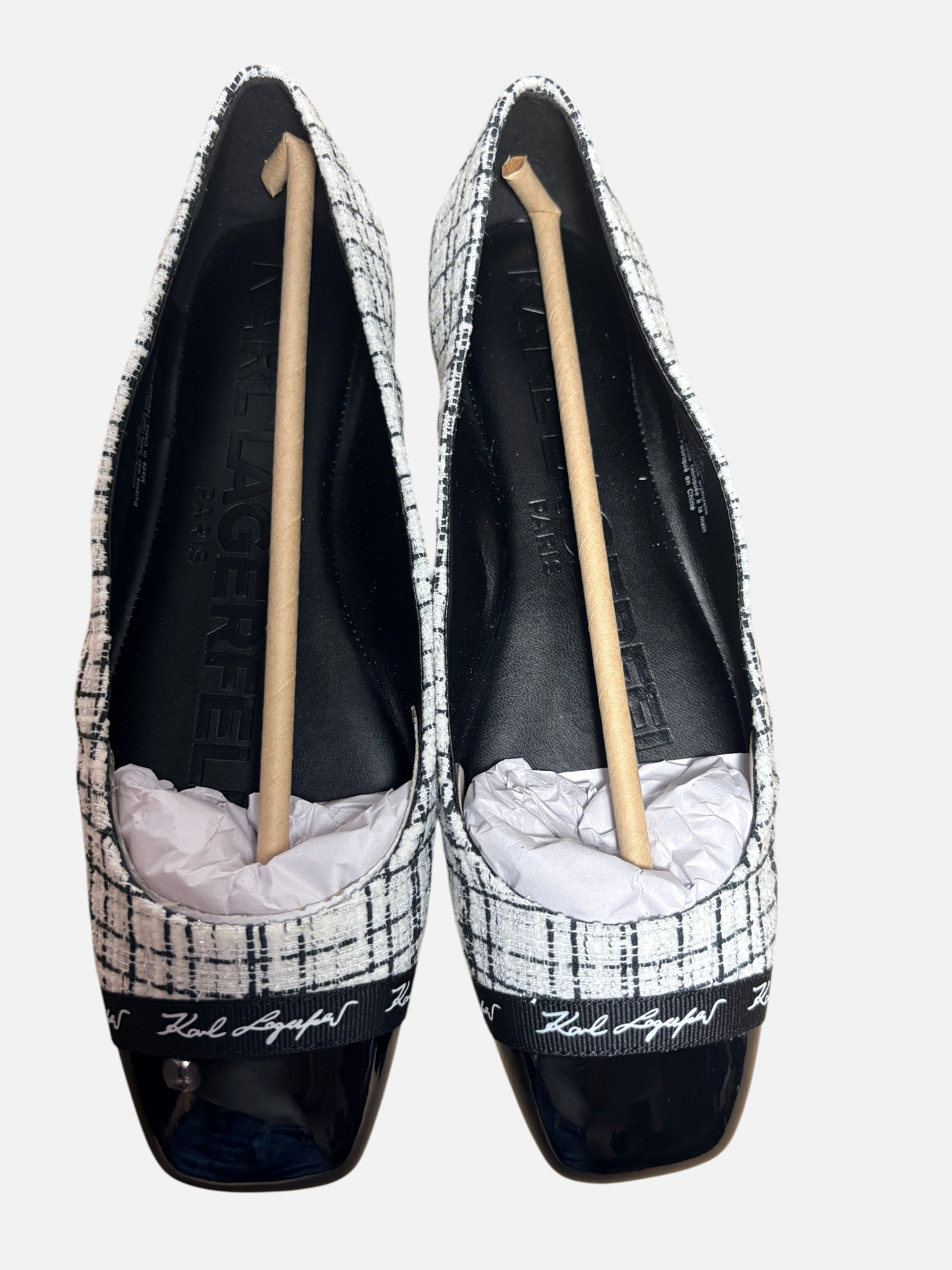 Ballerines en Tweed Karl Lagerfeld – Noir & Blanc (Taille 39.5)
