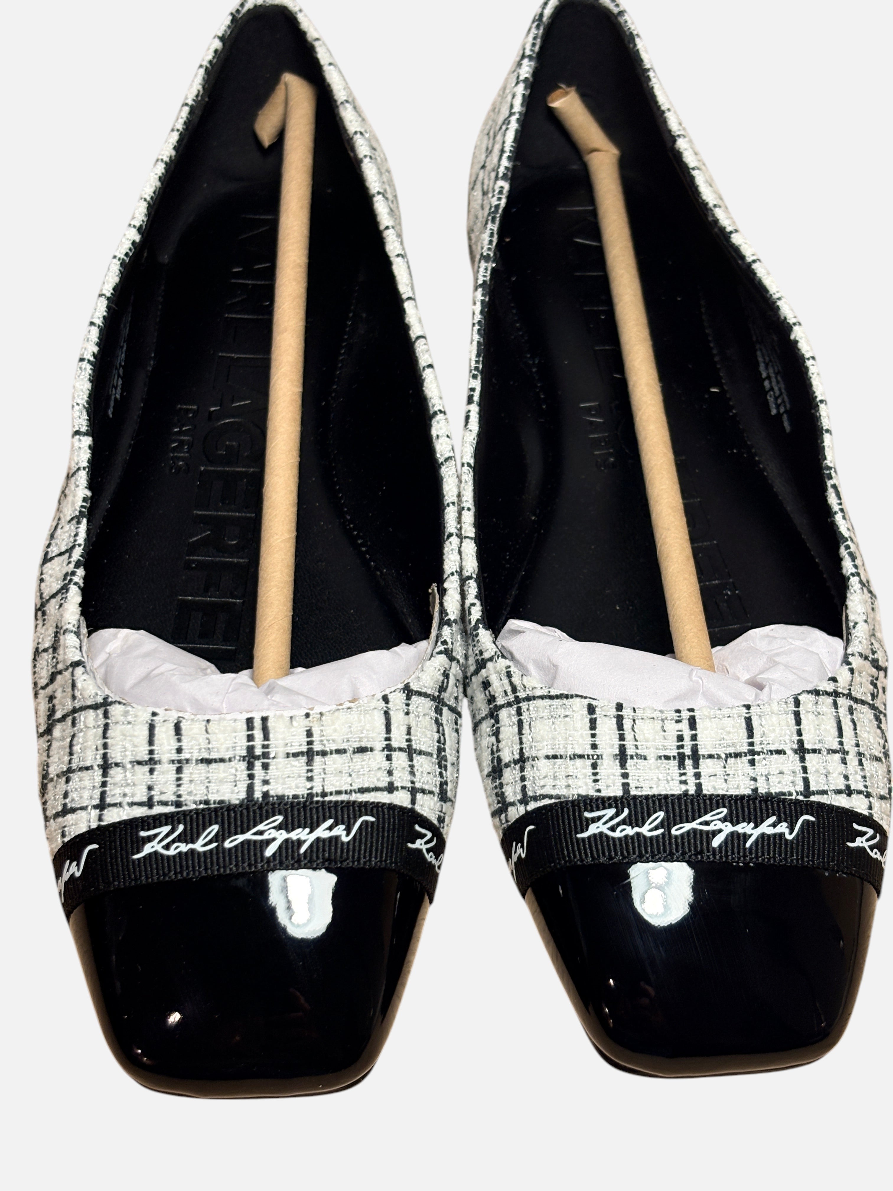 Ballerines en Tweed Karl Lagerfeld – Noir & Blanc (Taille 39.5)