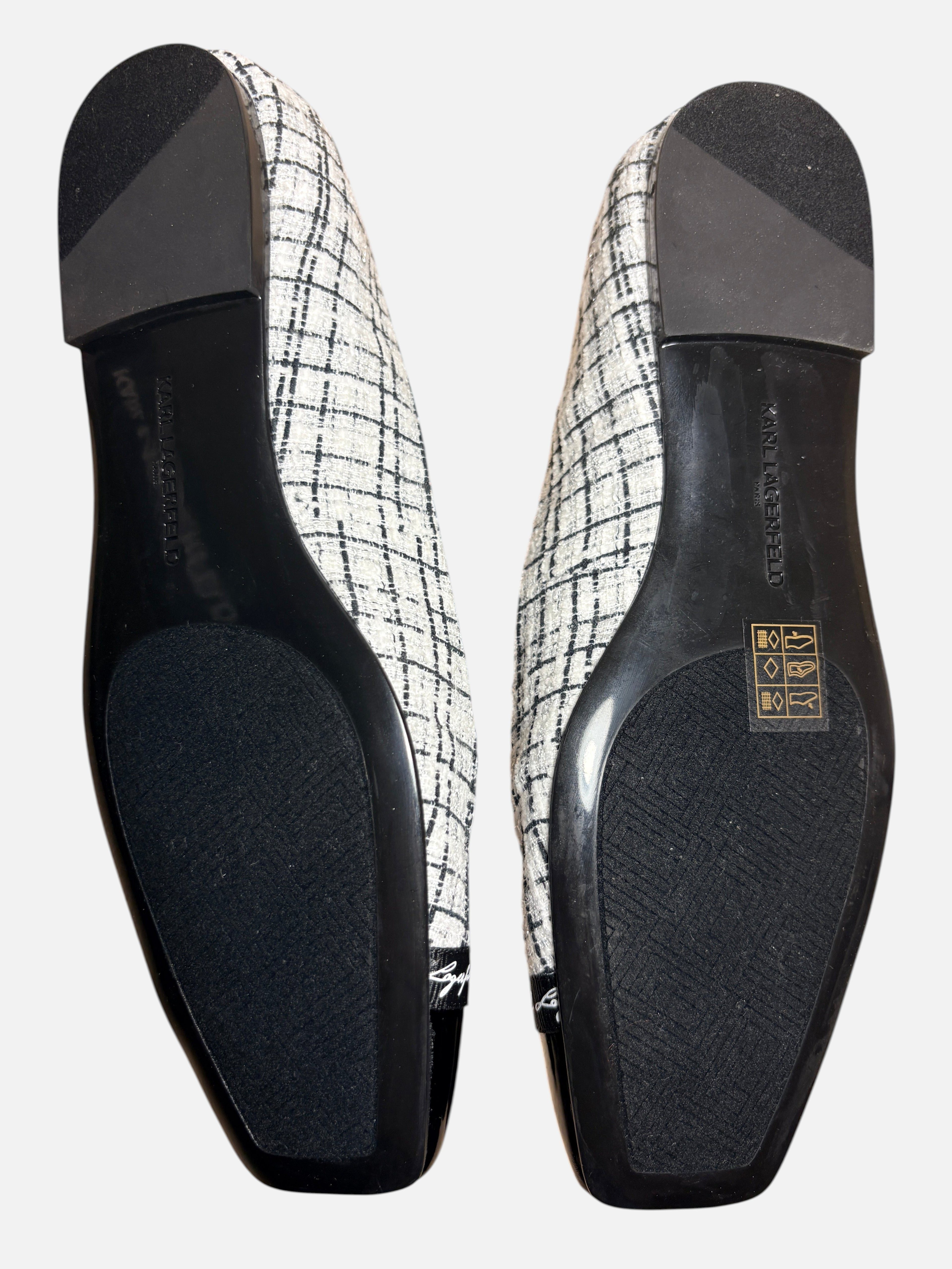 Ballerines en Tweed Karl Lagerfeld – Noir & Blanc (Taille 39.5)