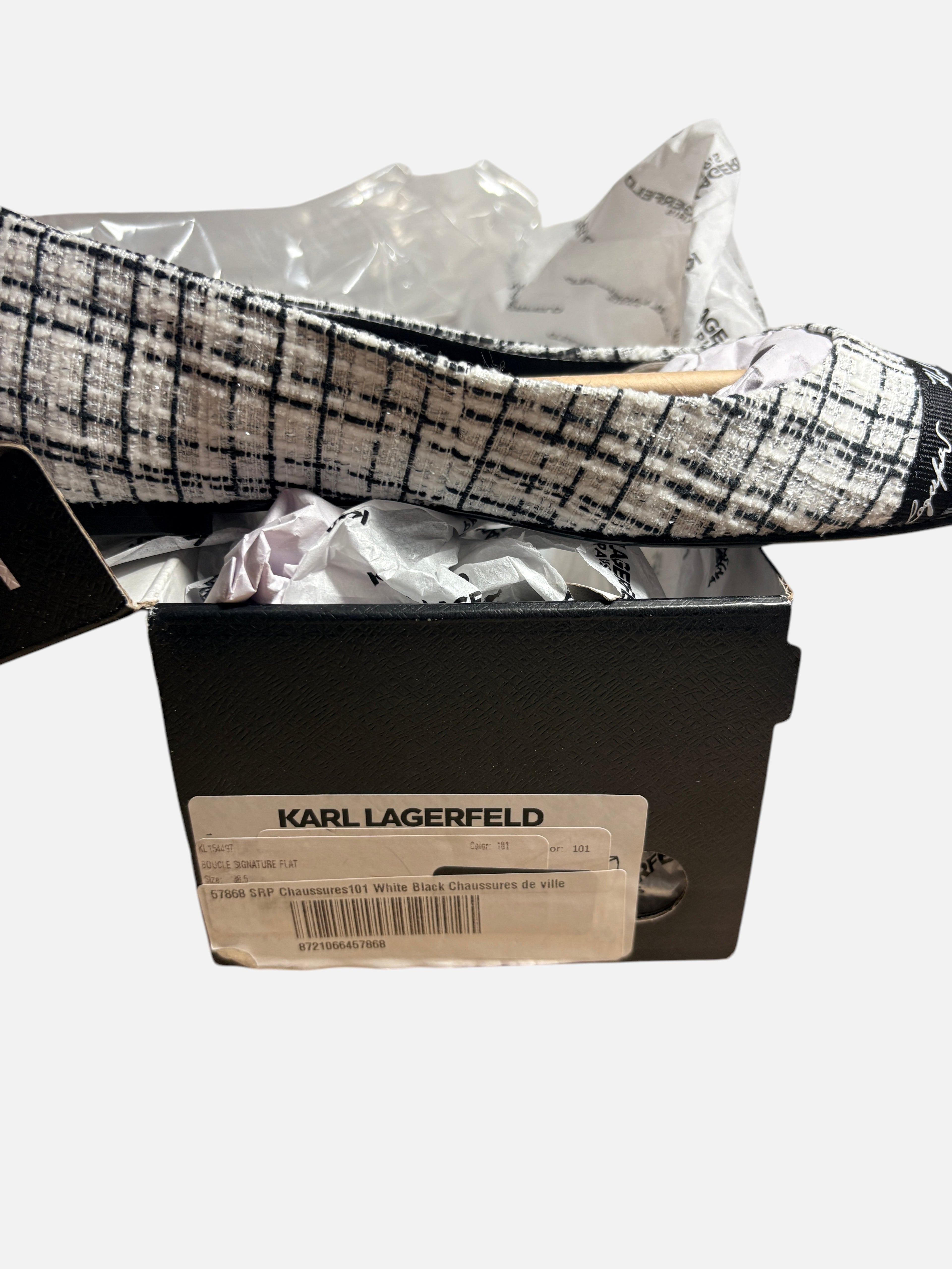 Ballerines en Tweed Karl Lagerfeld – Noir & Blanc (Taille 39.5)