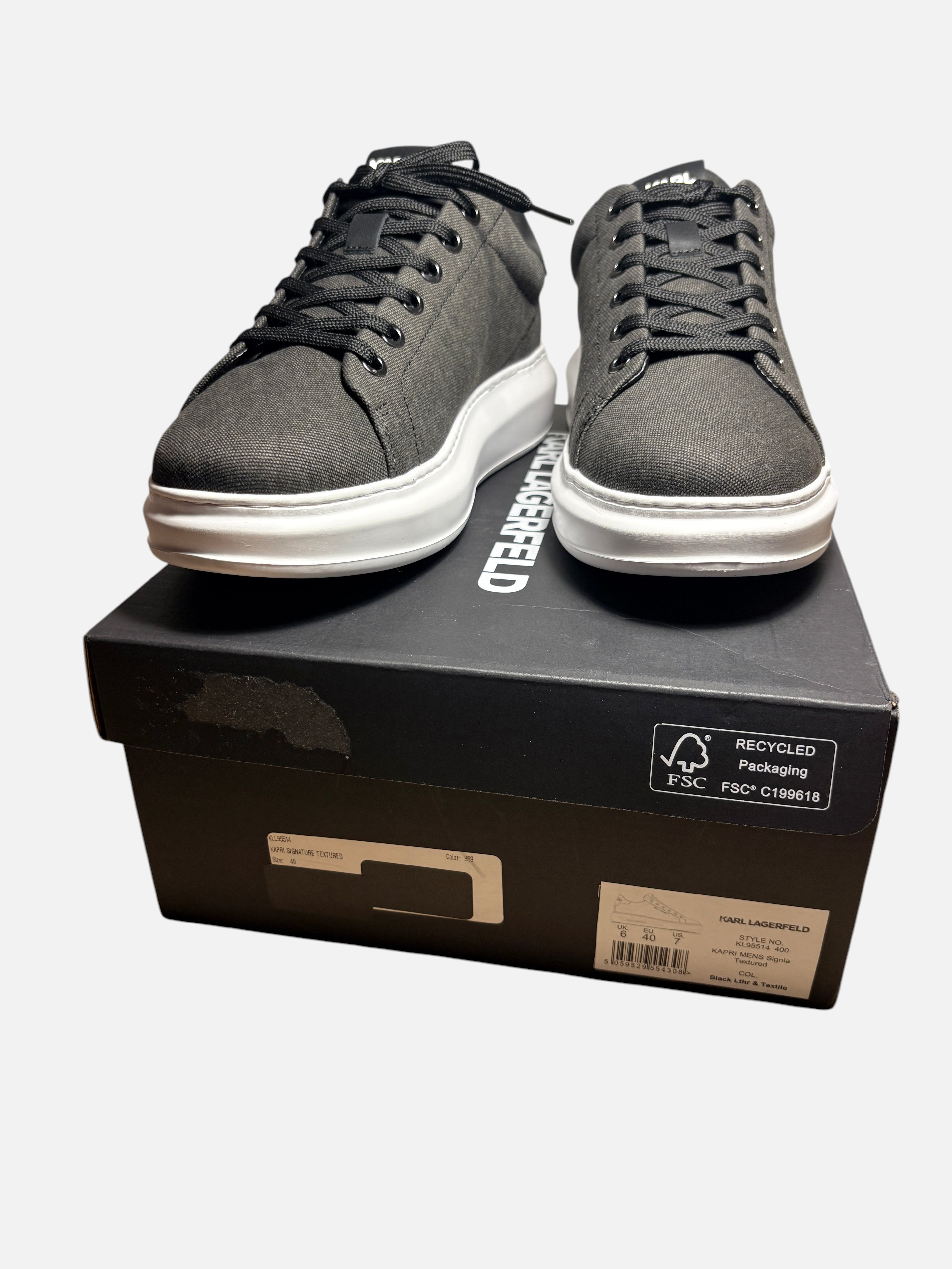 BasketsKarl Lagerfeld Kapri Mens Signia Textured - Noir/Gris - Taille 40 Karl Lagerfeld