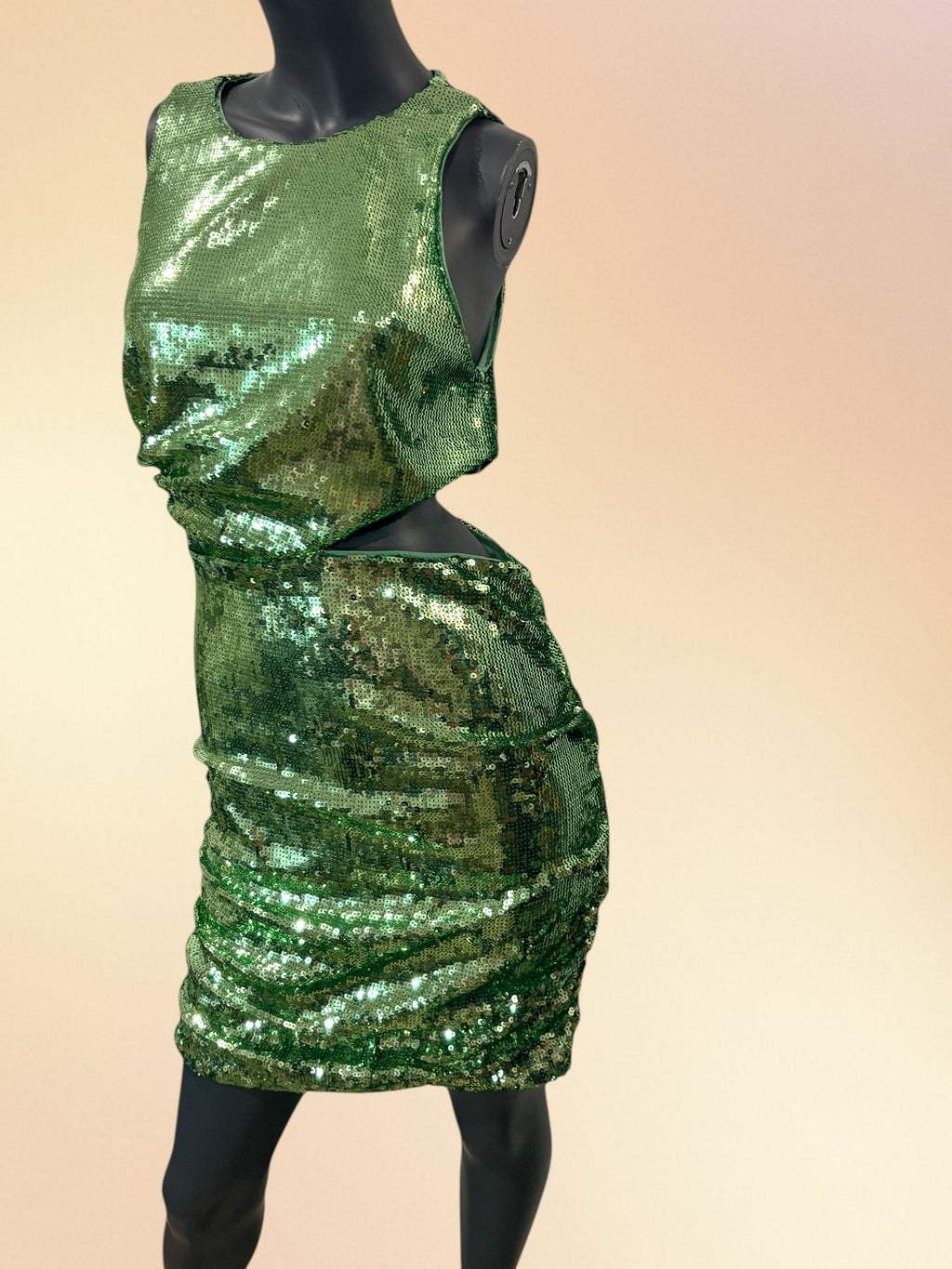 Robe Courte à Sequins Maje et Découpe Taille 40 (Verte)