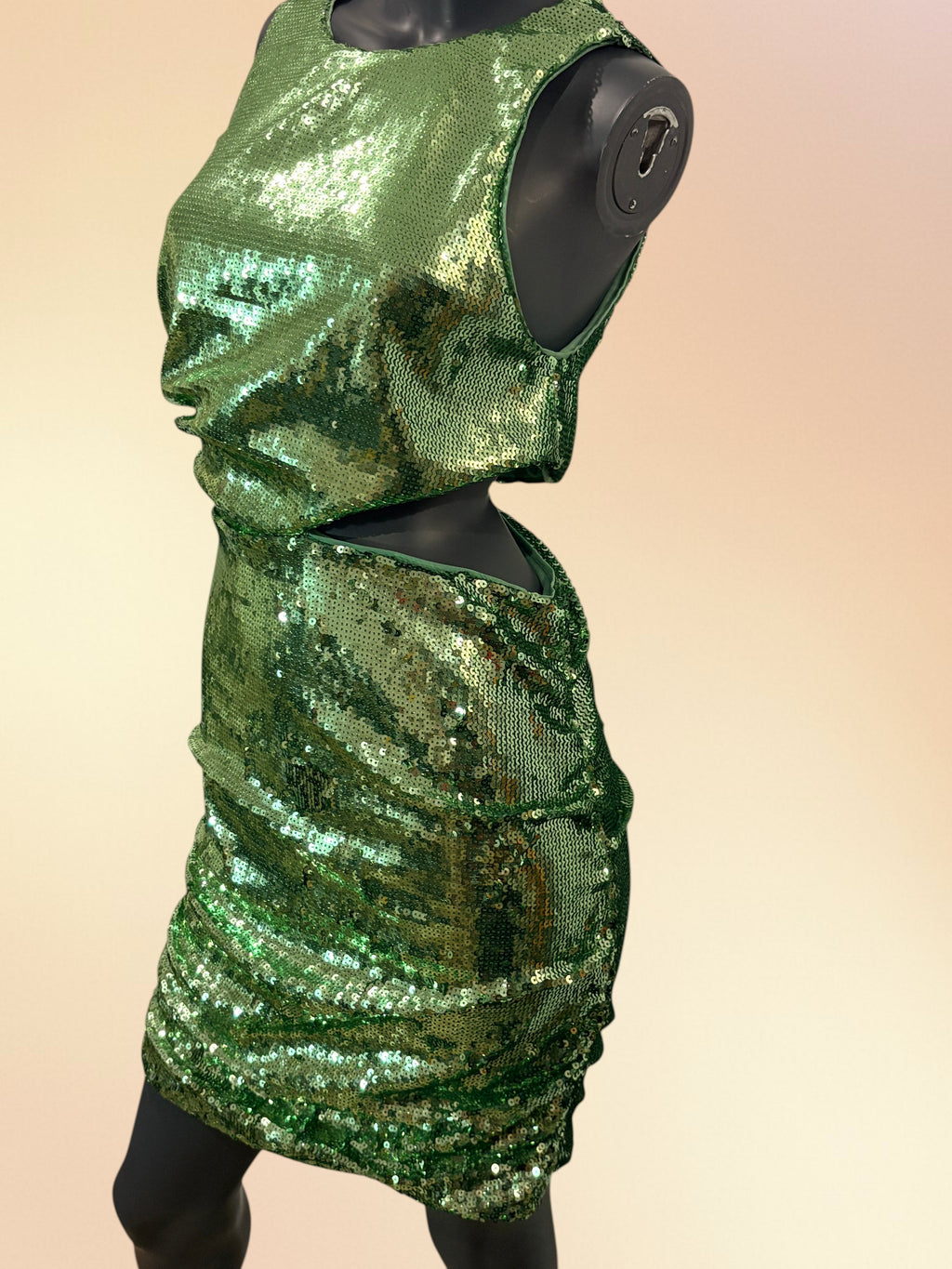 Robe Courte à Sequins Maje et Découpe Taille 40 (Verte)