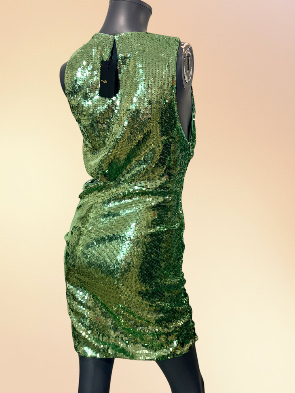 Robe Courte à Sequins Maje et Découpe Taille 40 (Verte)
