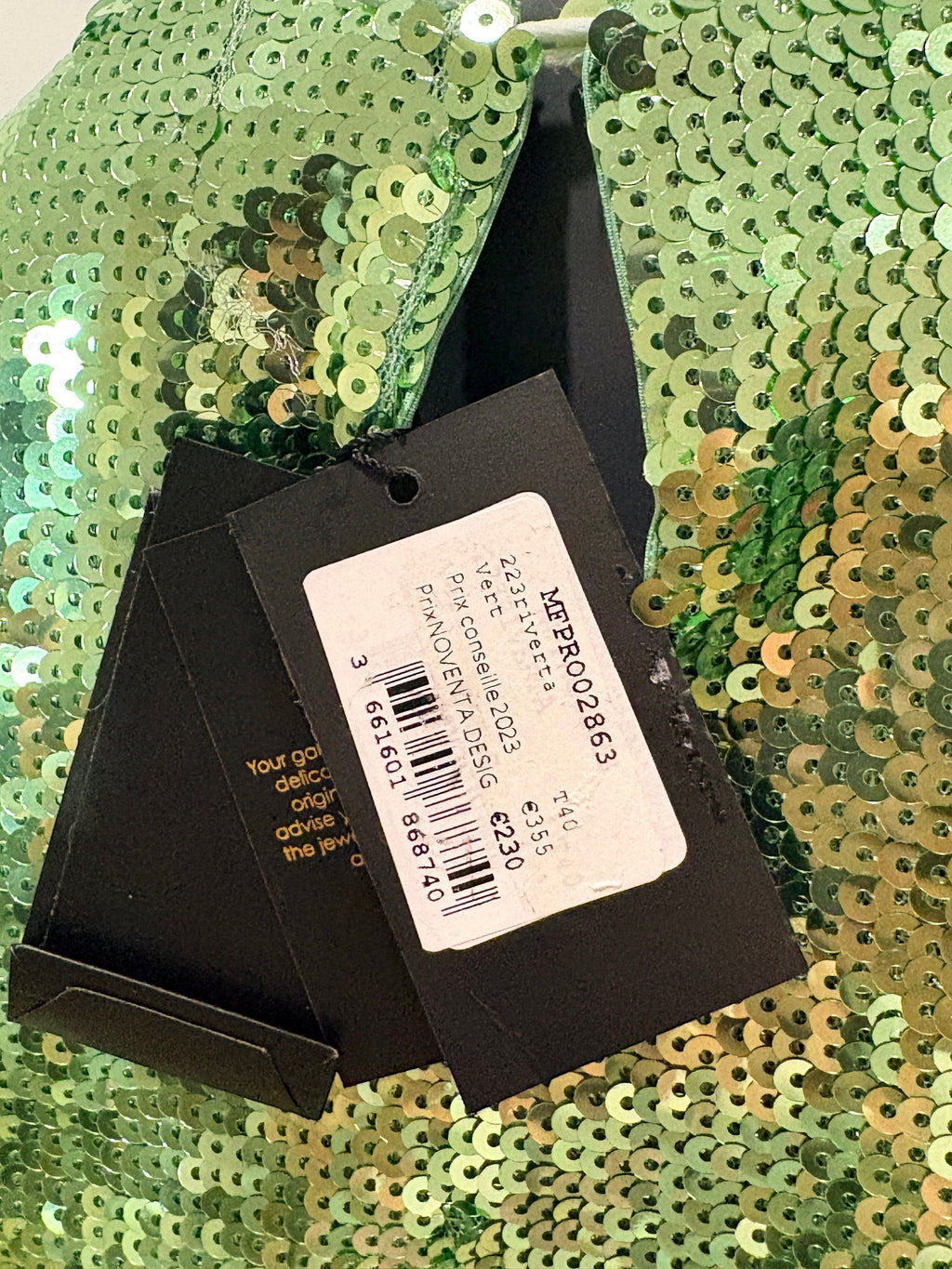 Robe Courte à Sequins Maje et Découpe Taille 40 (Verte)