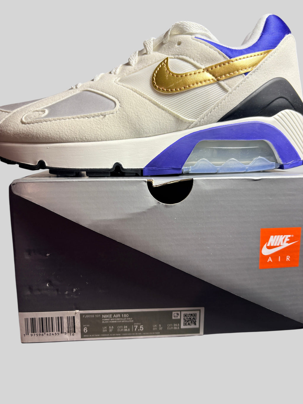 Nike -  Sneakers Air 180 Summit - Blanc metallic & Or - Neuve avec étiquette NIKE