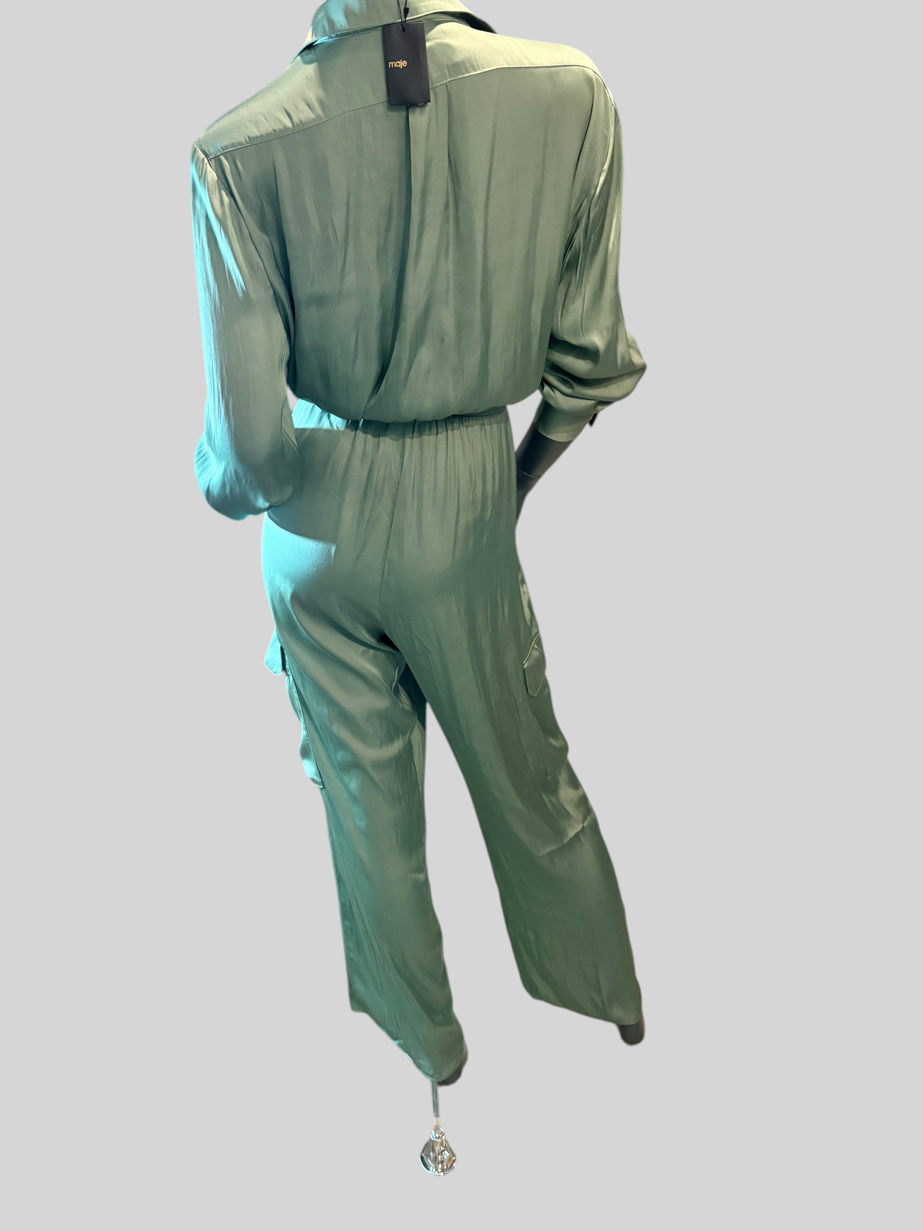 Maje - Combinaison PAICY satinée - Vert sauge - Neuve avec étiquette MAJE