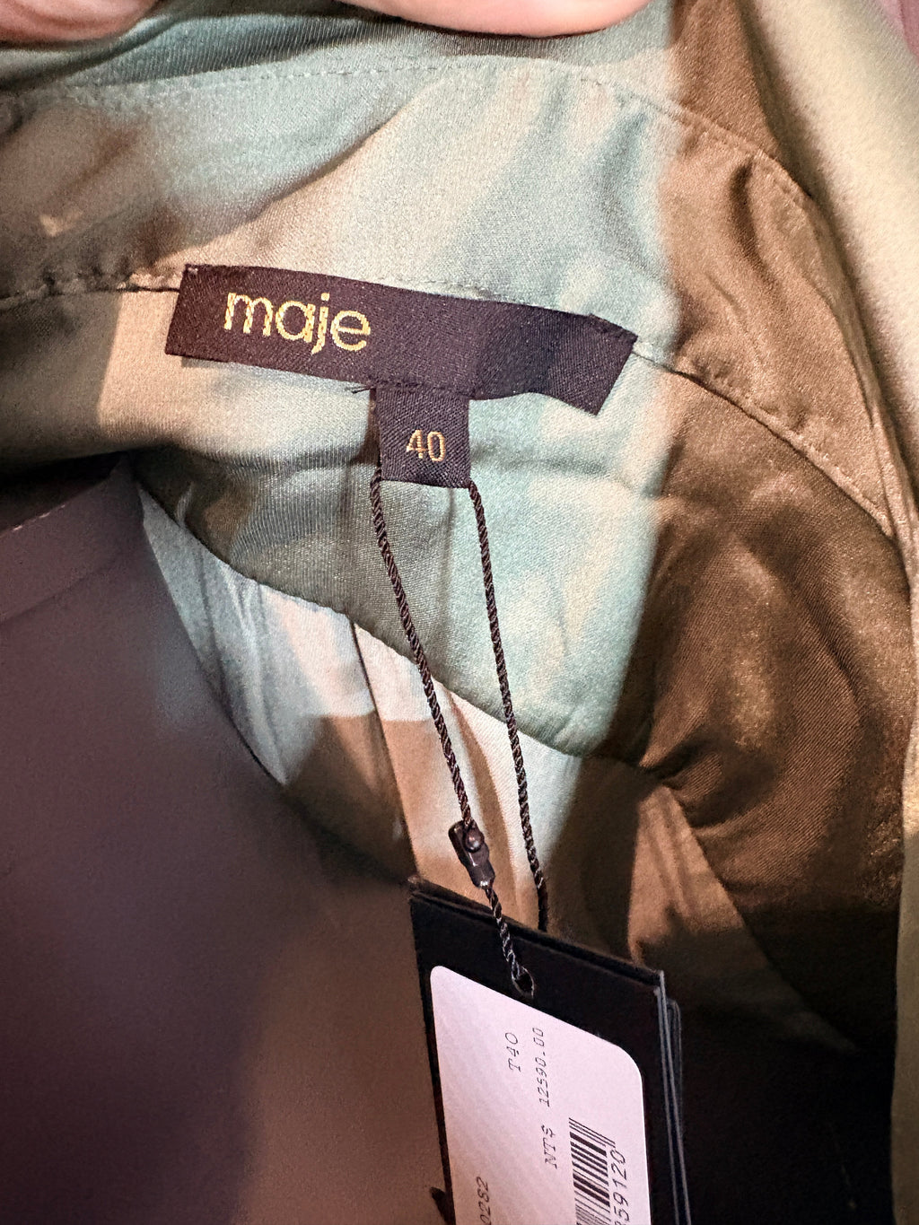 Maje - Combinaison PAICY satinée - Vert sauge - Neuve avec étiquette MAJE