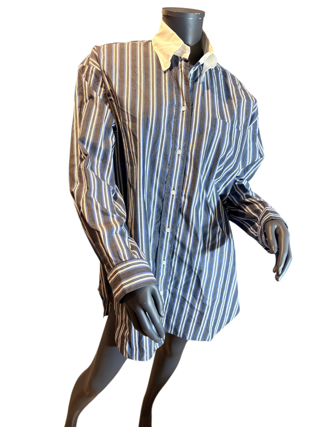 Sandro - Chemise longue oversize rayée - Bleu / Anthracite - Neuve avec étiquette SANDRO