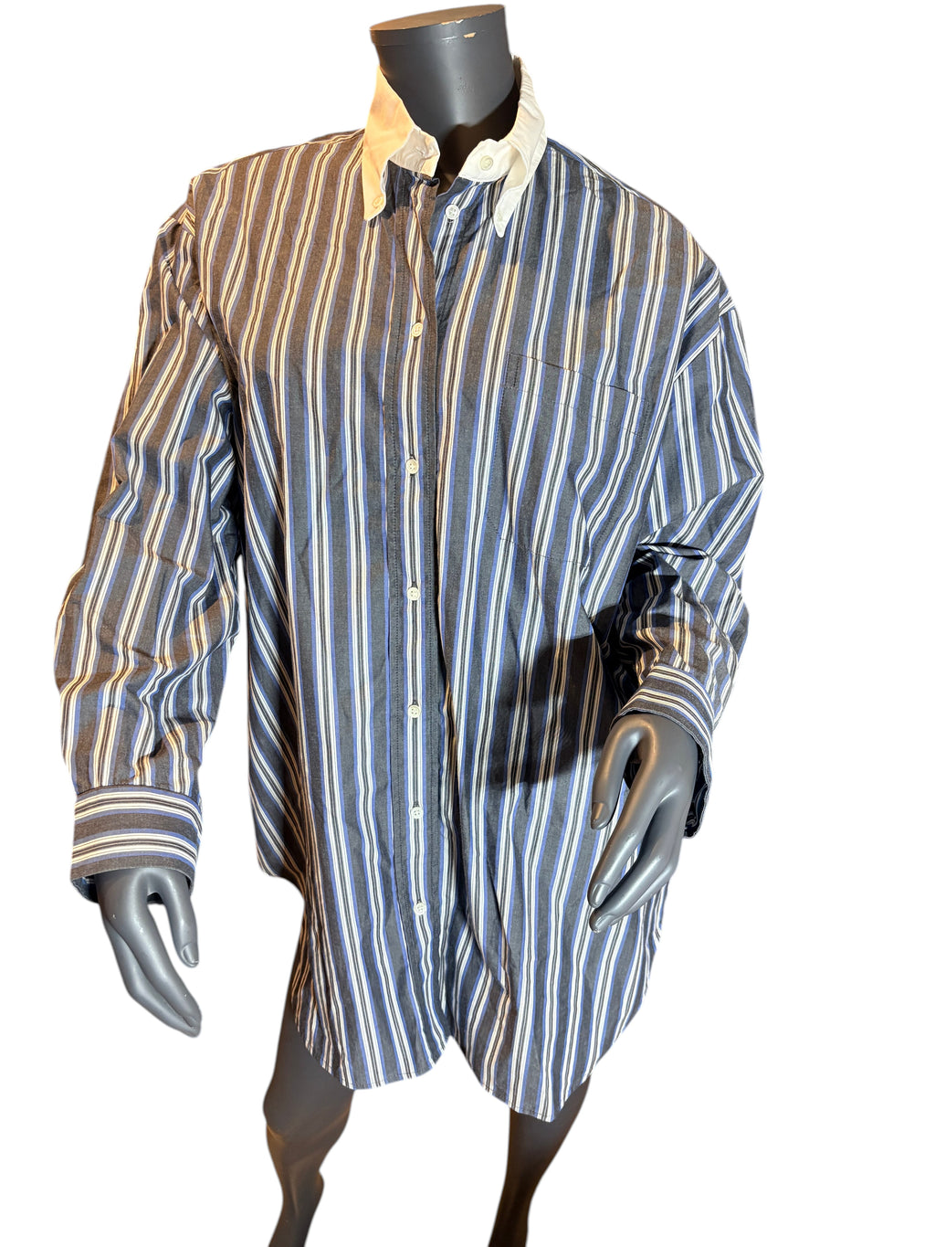 Sandro - Chemise longue oversize rayée - Bleu / Anthracite - Neuve avec étiquette SANDRO