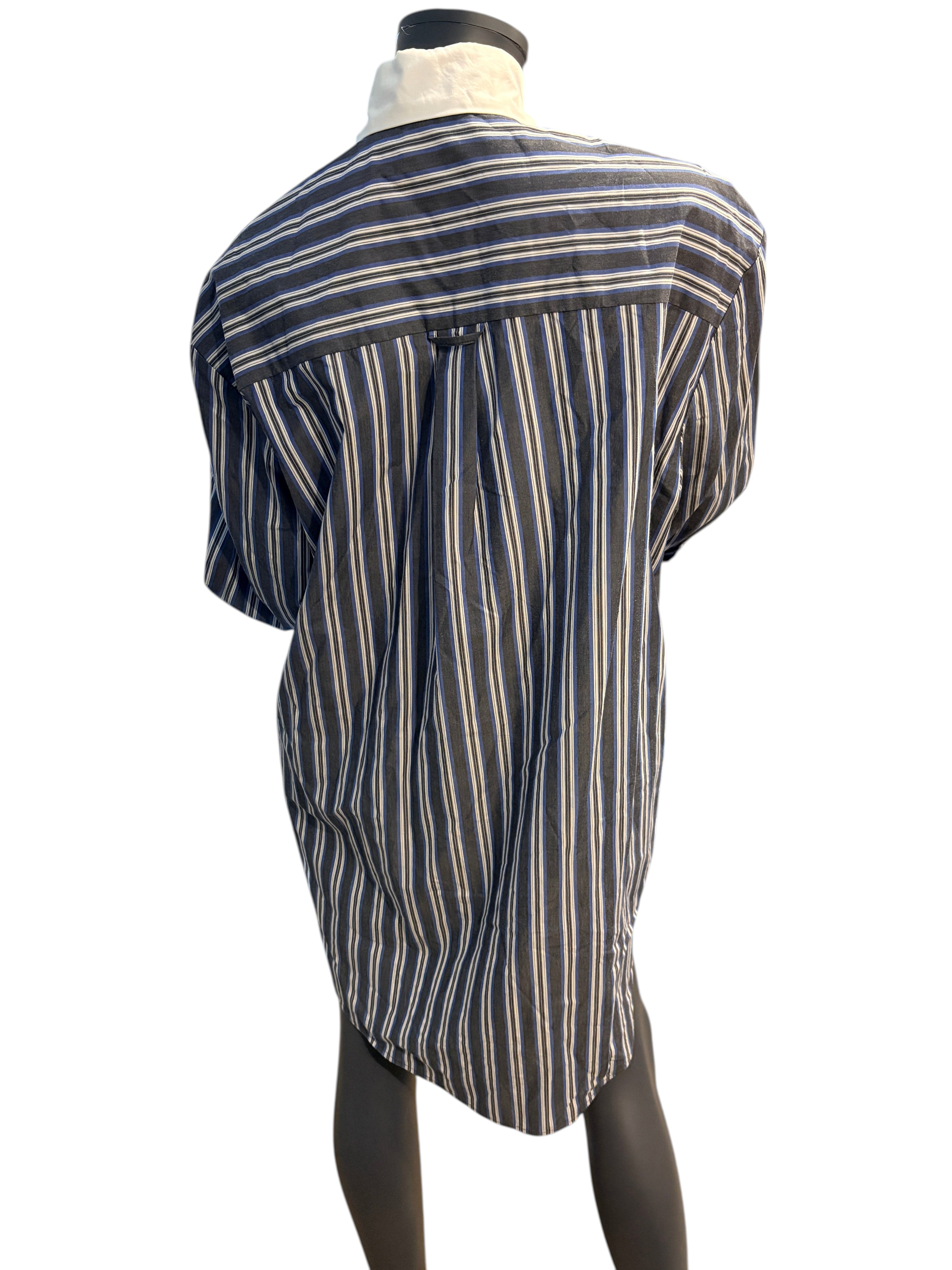 Sandro - Chemise longue oversize rayée - Bleu / Anthracite - Neuve avec étiquette SANDRO