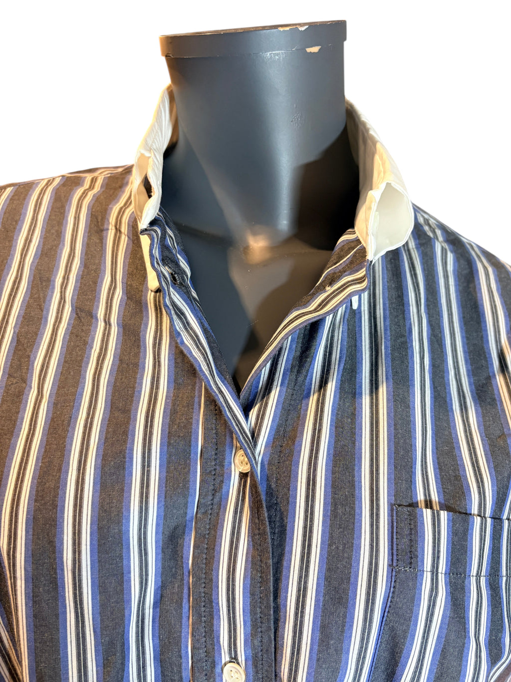 Sandro - Chemise longue oversize rayée - Bleu / Anthracite - Neuve avec étiquette SANDRO