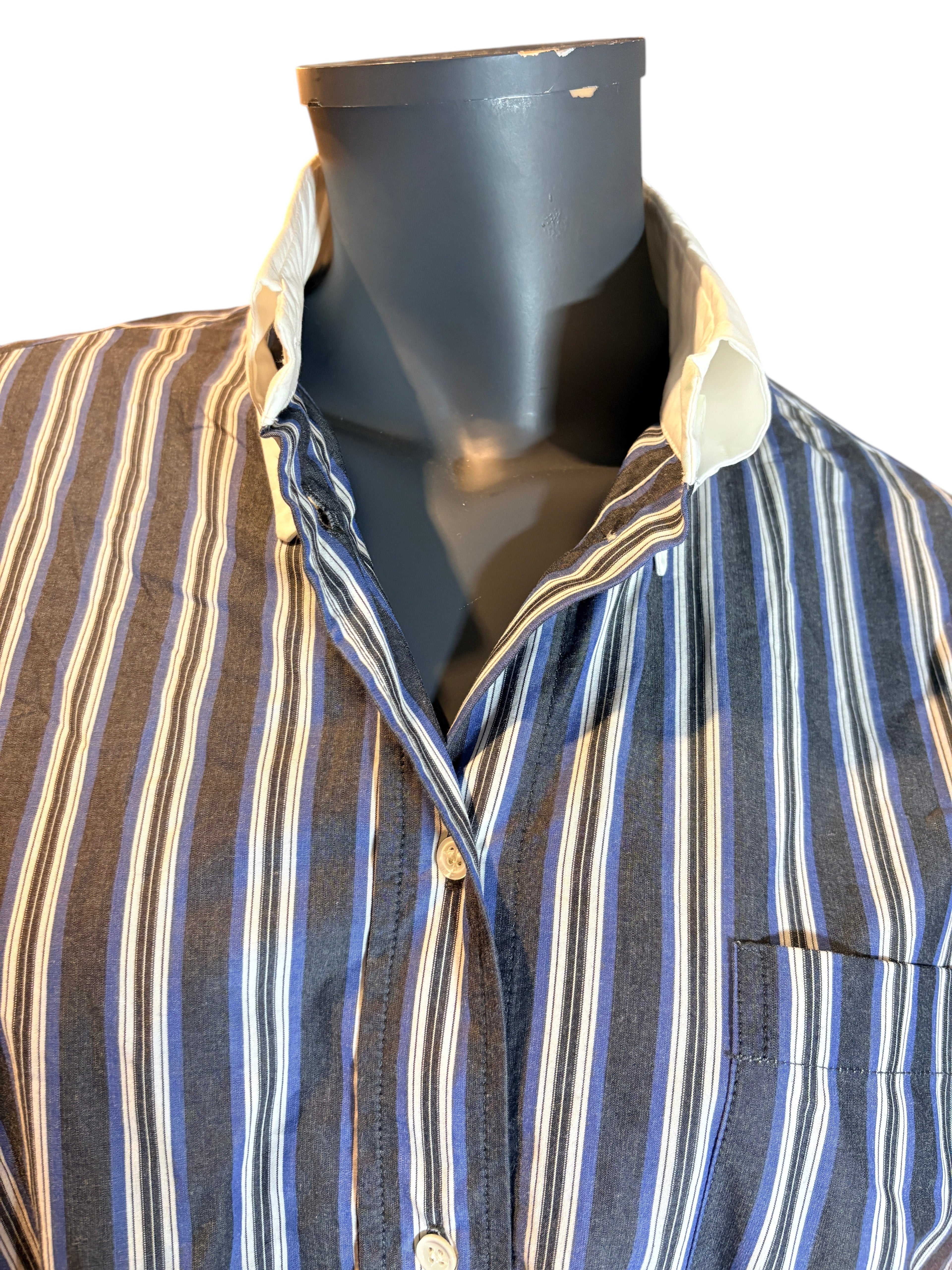 Sandro - Chemise longue oversize rayée - Bleu / Anthracite - Neuve avec étiquette SANDRO