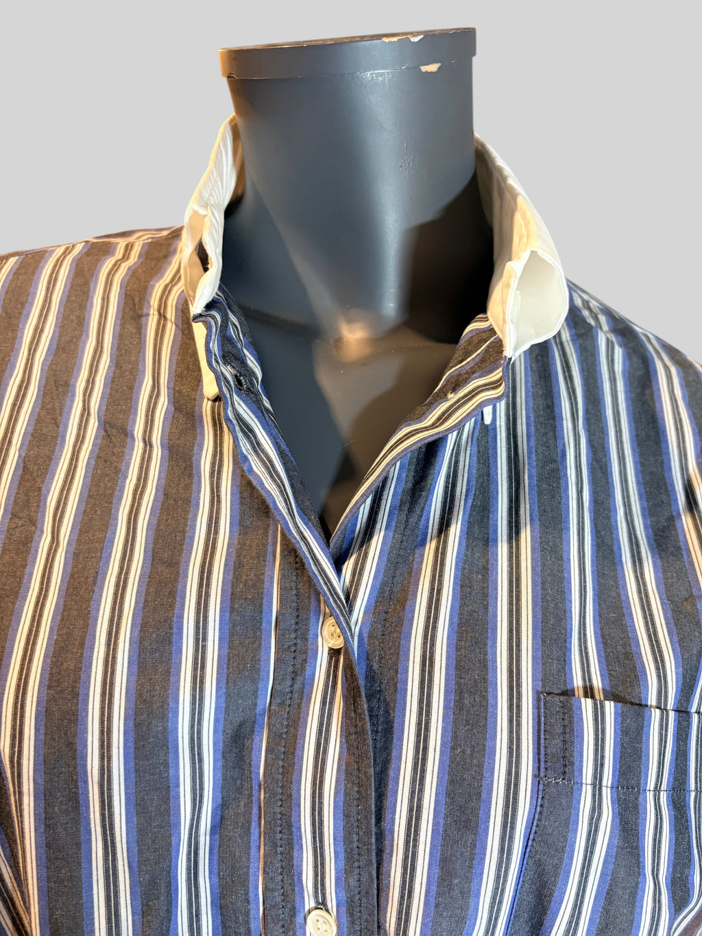 Sandro Chemise Oversize Femme Rayée Bleu Anthracite 100% Coton Neuve SANDRO
