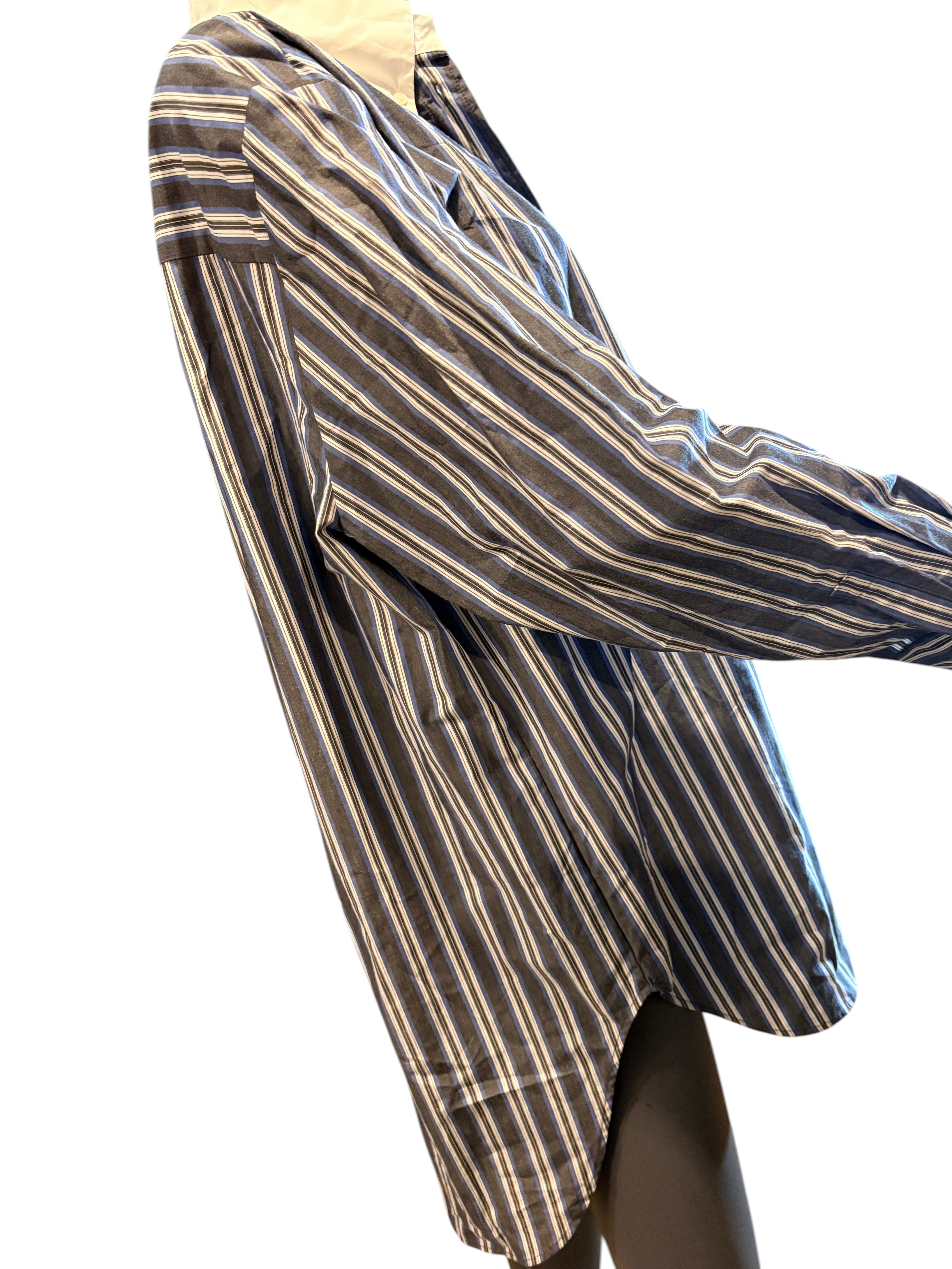 Sandro - Chemise longue oversize rayée - Bleu / Anthracite - Neuve avec étiquette SANDRO