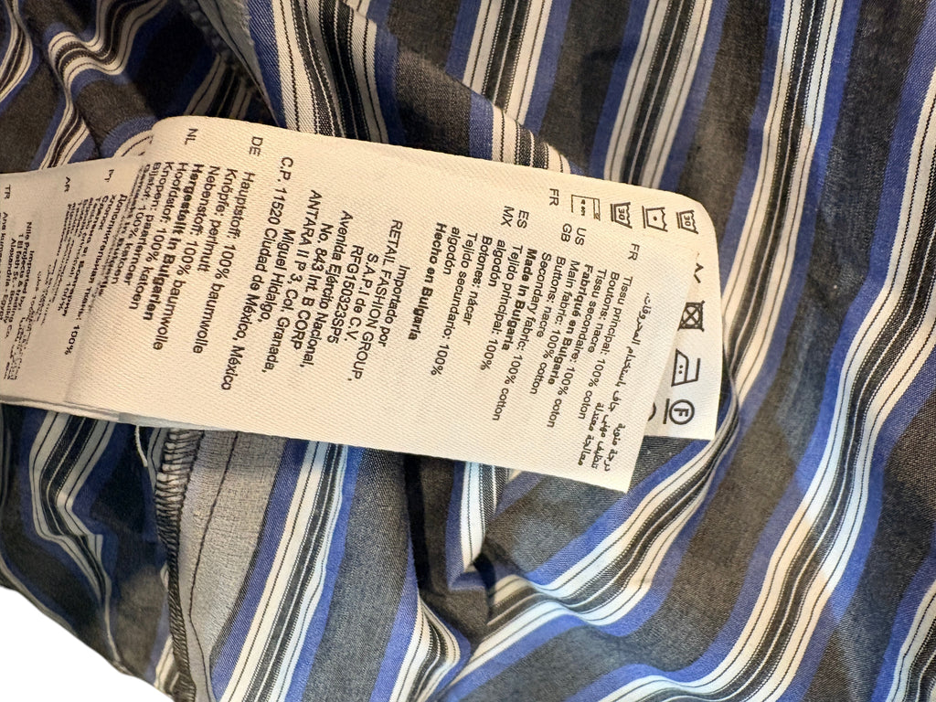 Sandro - Chemise longue oversize rayée - Bleu / Anthracite - Neuve avec étiquette SANDRO
