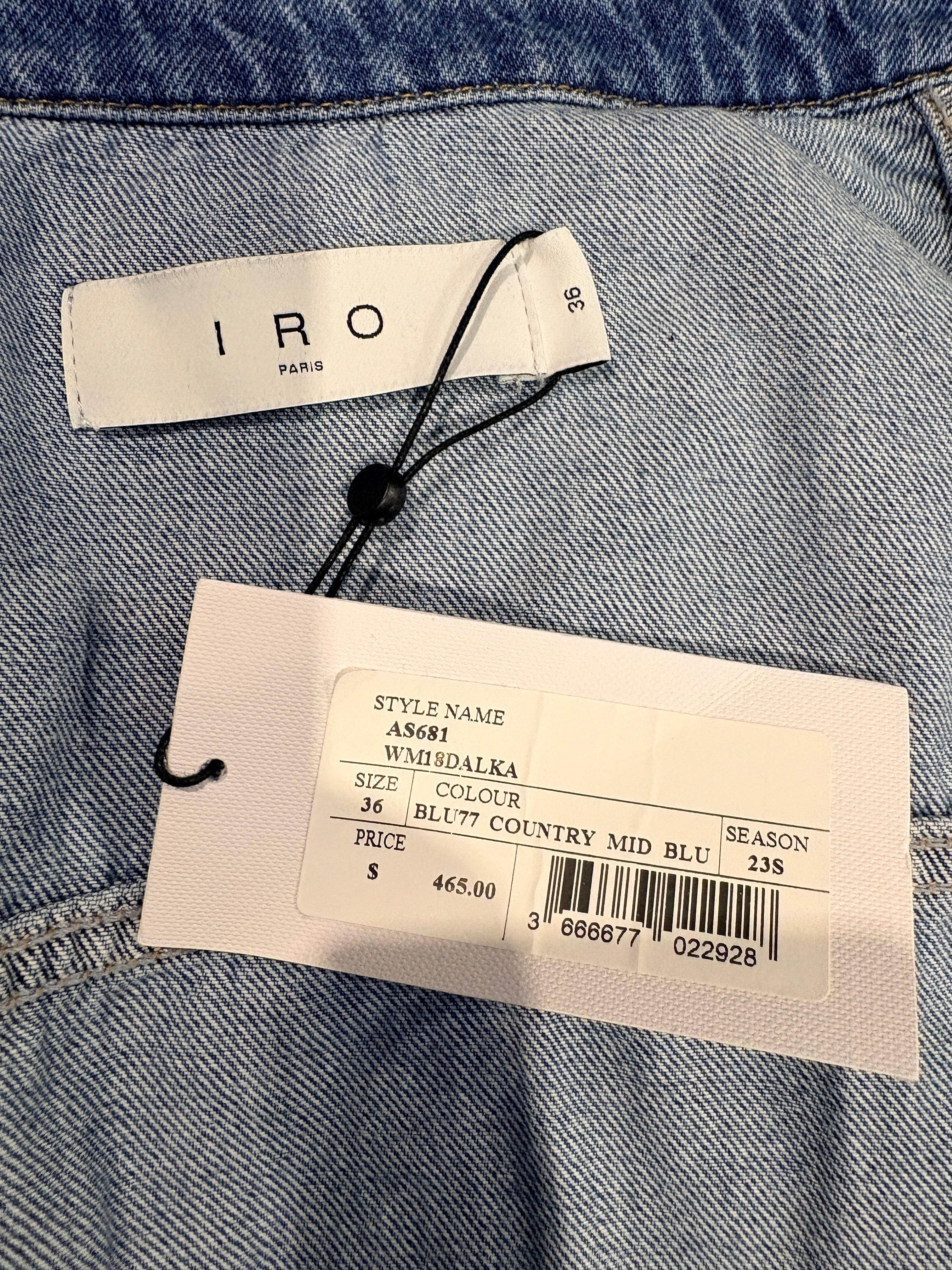 IRO - Robe chemise DALKA en jean - Country Mid Blue - Neuve avec étiquette IRO Paris