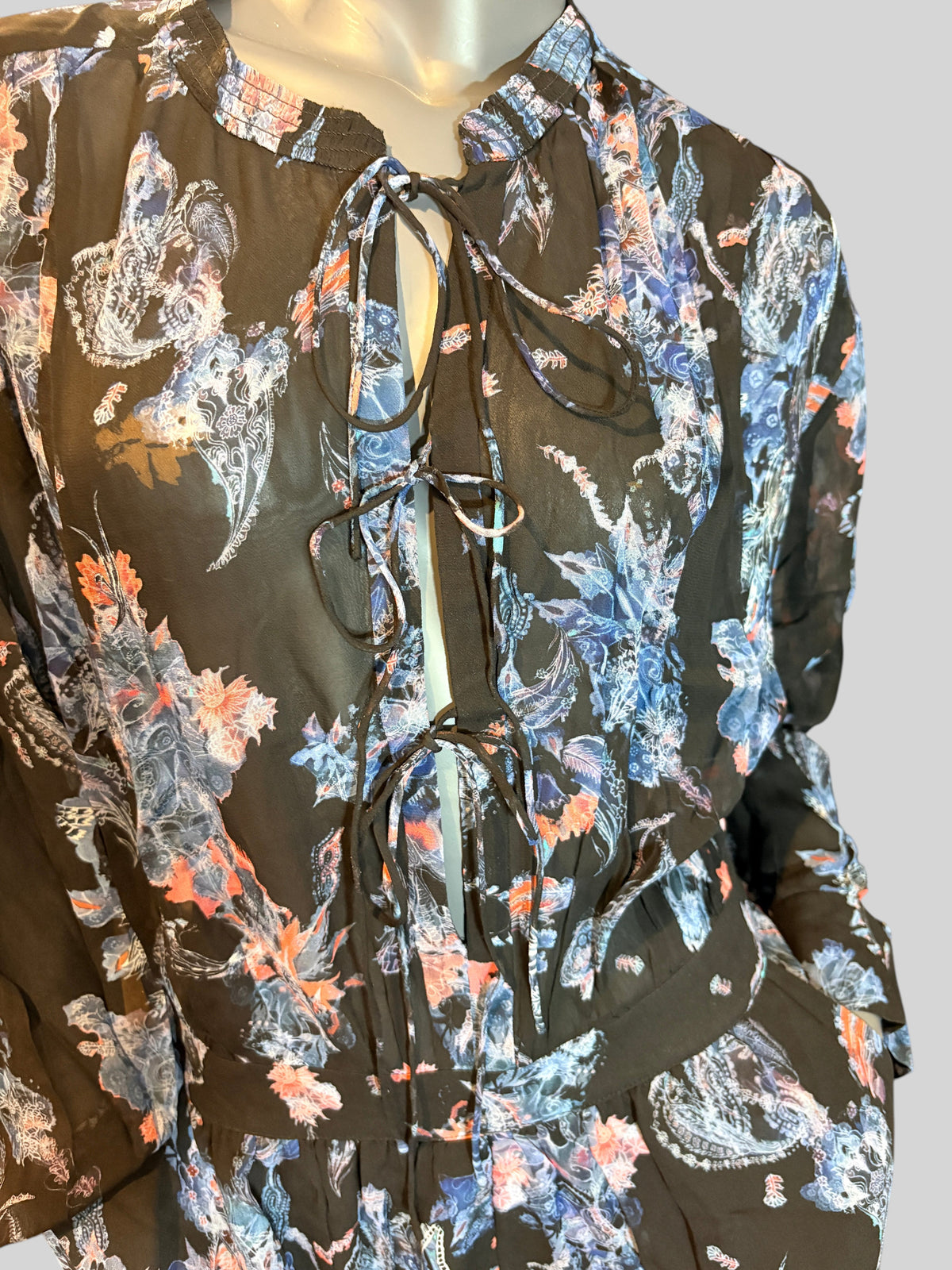 IRO Primrose – Robe courte imprimée noire et bleue neuve avec étiquettes IRO Paris