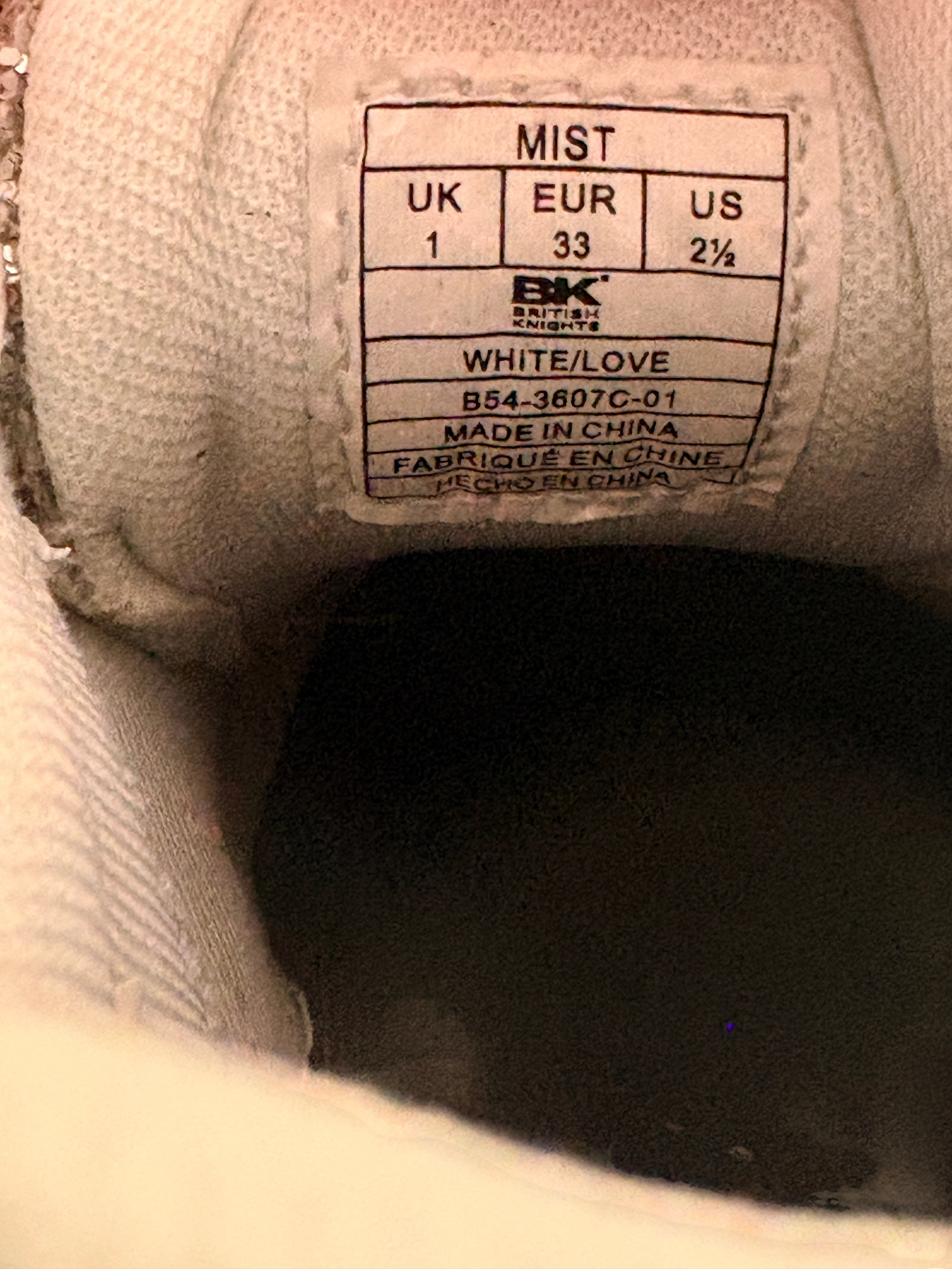 British Knights Mist – White / Love – Neuve avec étiquette British Knights Mist