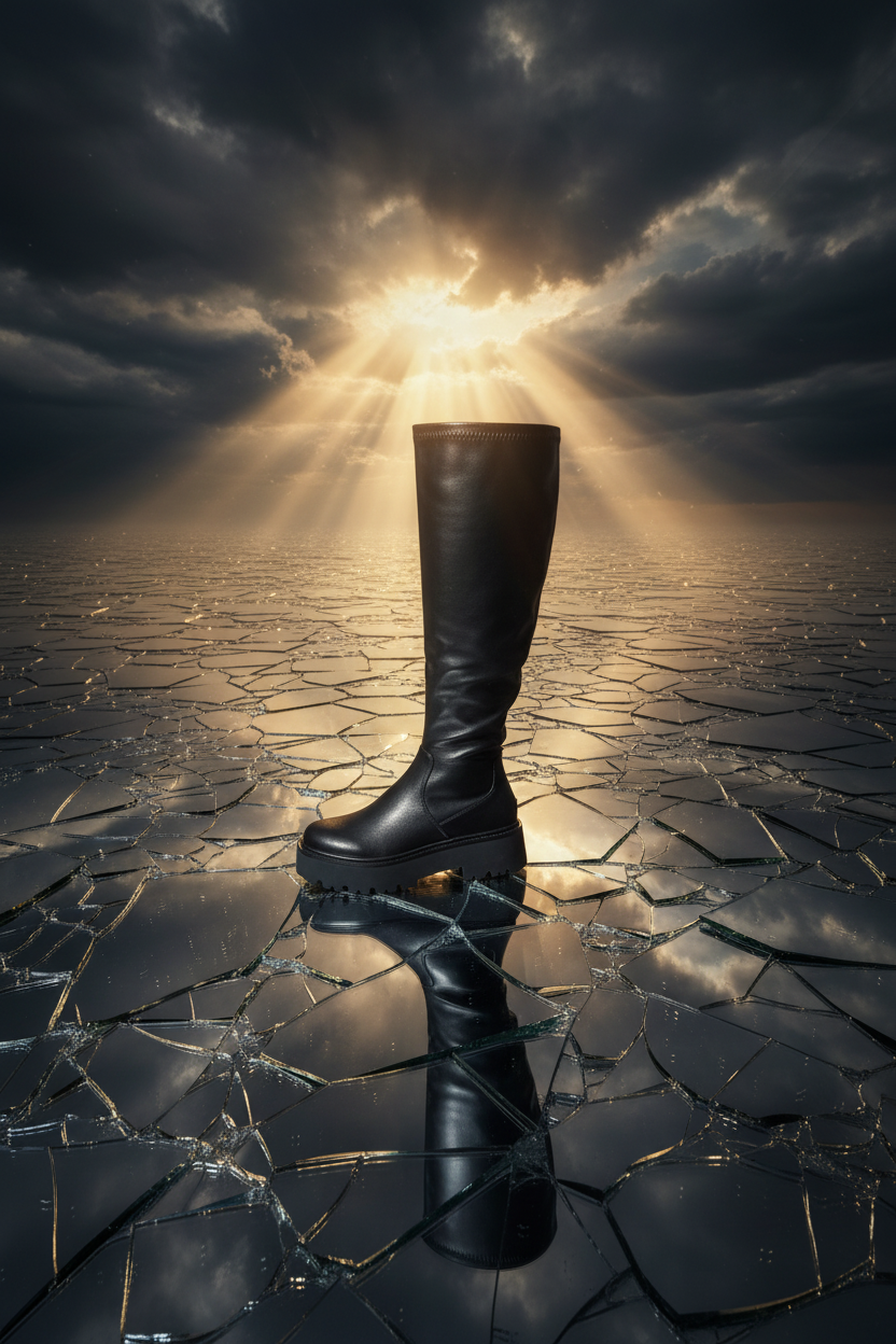 Bottes noires sous le genou - composition cinématique