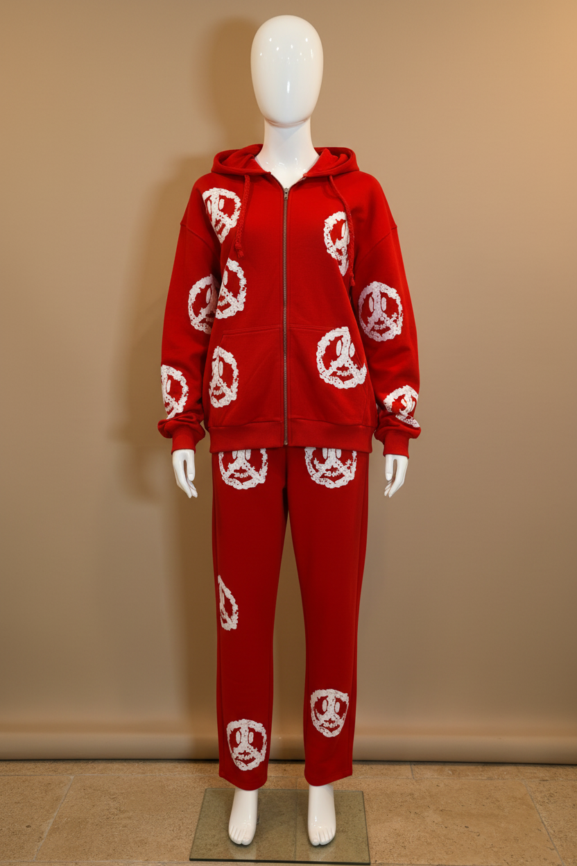 Ensemble jogging rouge portrait