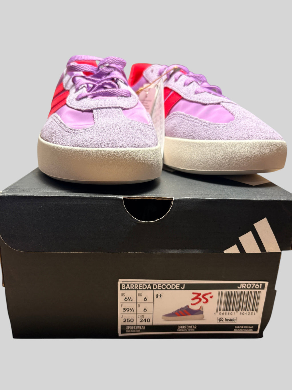 Baskets FASHION SC Adidas Barreda Decode J violettes et rouges avec tige en textile et semelle en caoutchouc
