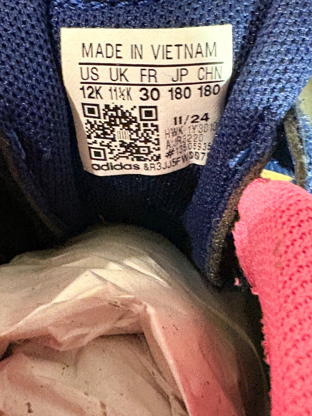 Étiquette de taille intérieure FASHION SC Adidas Tensaur Sport 2.0 C pour enfant avec détails bleu et rose