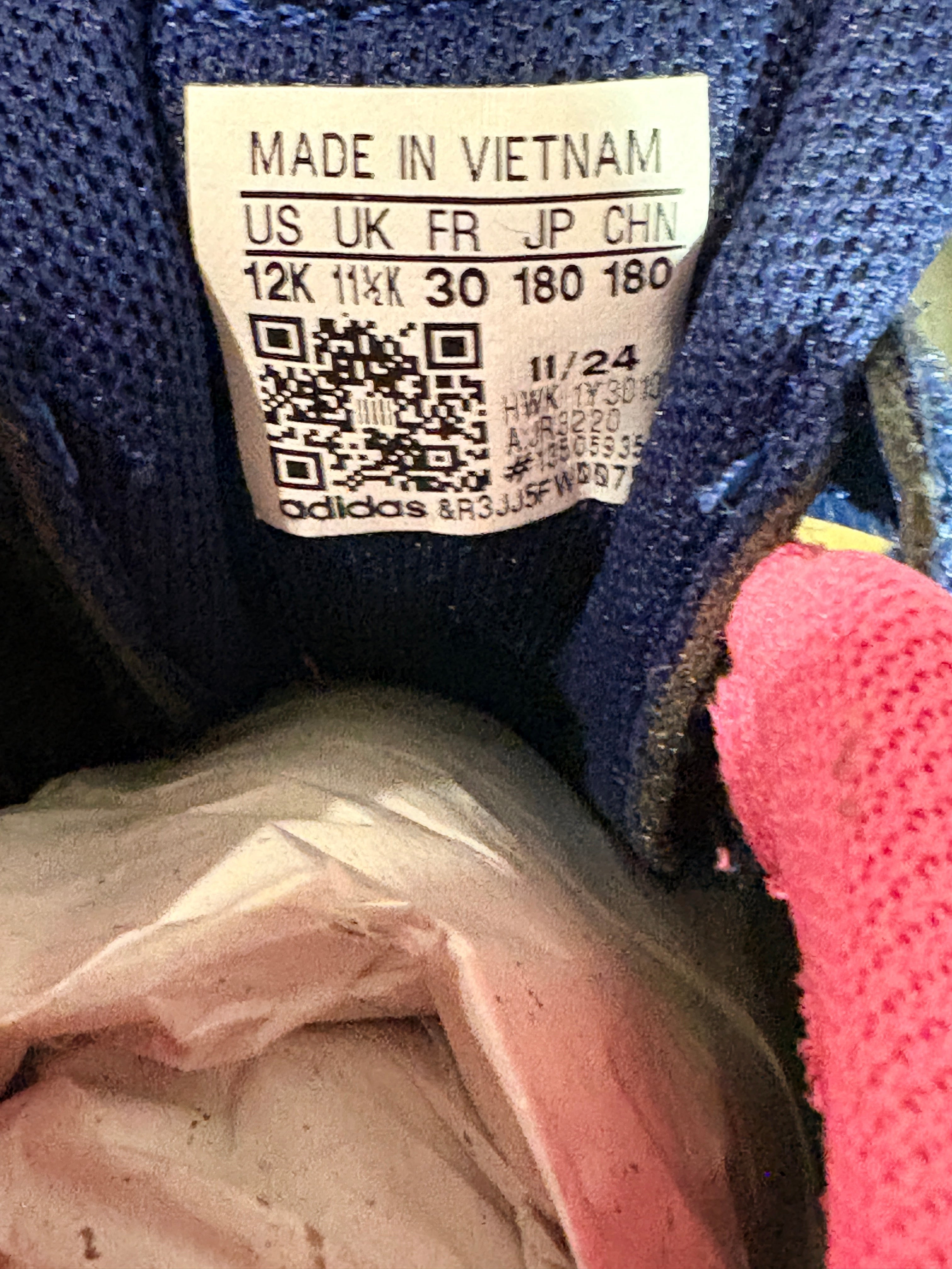 Étiquette de taille intérieure FASHION SC Adidas Tensaur Sport 2.0 C pour enfant avec détails bleu et rose