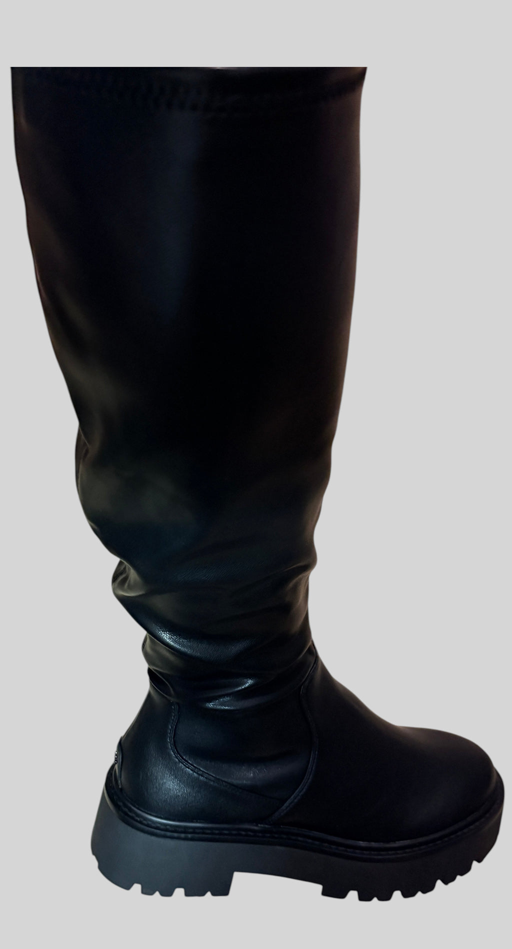 Bottes hautes FASHION SC ALDO Carelden noires en matière synthétique effet cuir avec semelle crantée épaisse