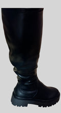 Bottes hautes FASHION SC ALDO Carelden noires en matière synthétique effet cuir avec semelle crantée épaisse
