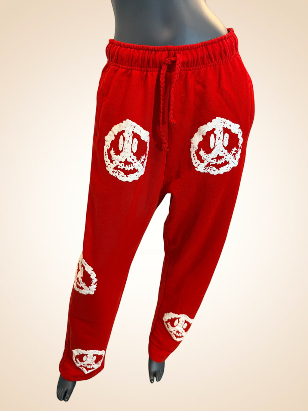 Bas de jogging FASHION SC Eleven Paris x No Snitch by Prince en coton rouge rubis avec motifs graphiques blancs
