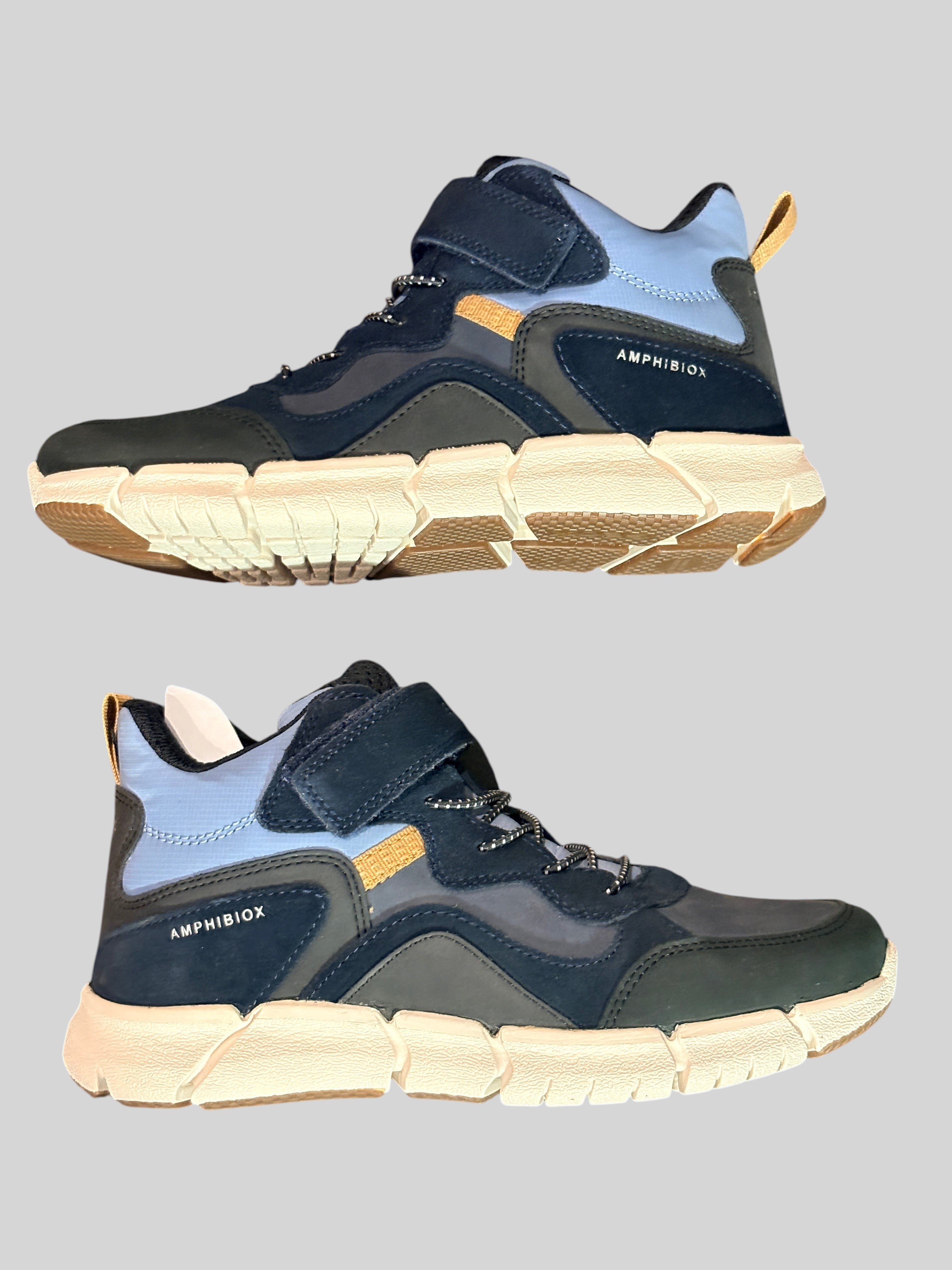 Baskets montantes imperméables FASHION SC Geox J Flexyper Boy B ABX bleu marine et bleu clair pour enfant