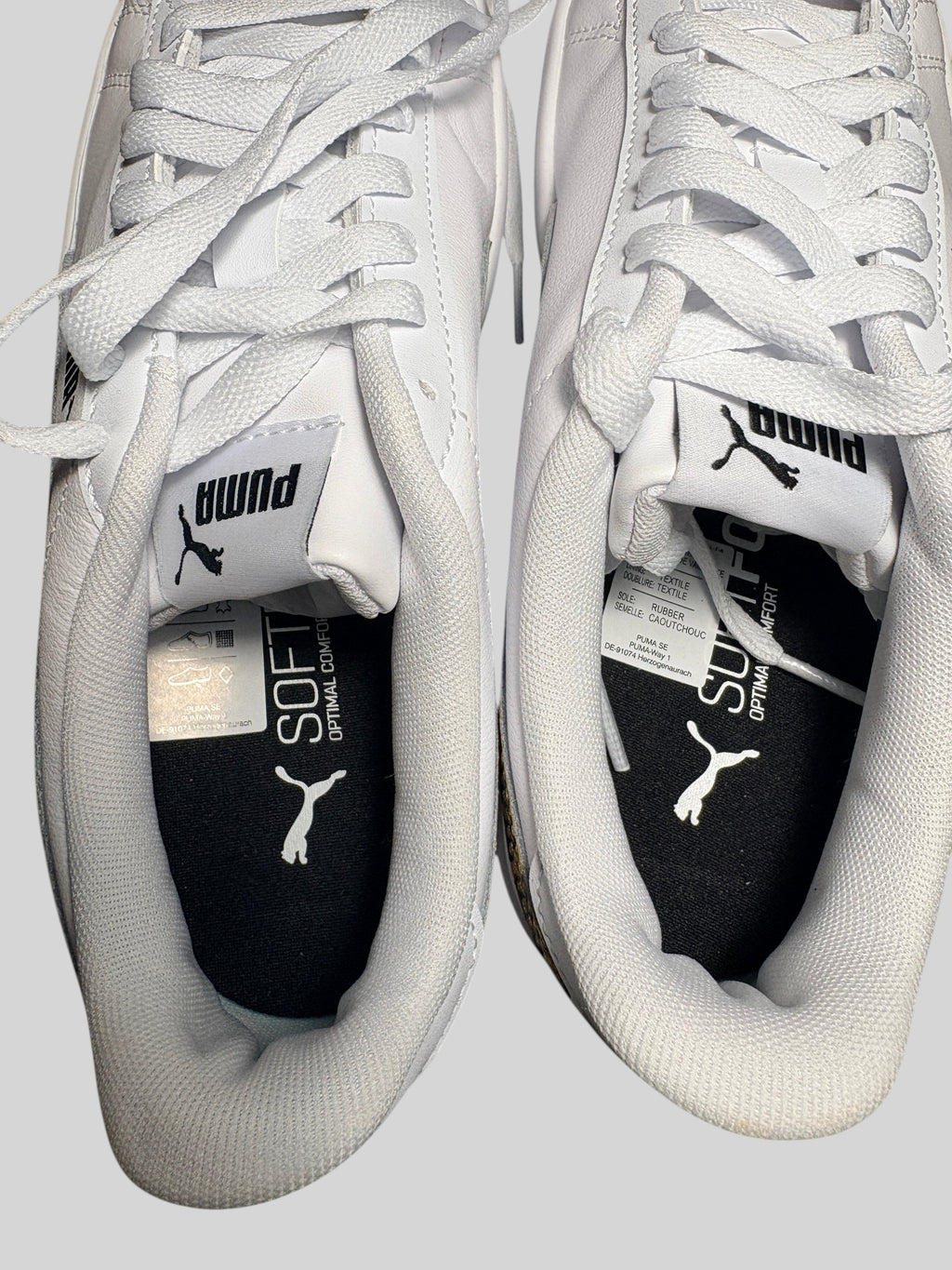 Baskets FASHION SC Puma Lily Platform Leo blanches avec semelle intérieure SoftFoam+ et logo Puma sur la languette