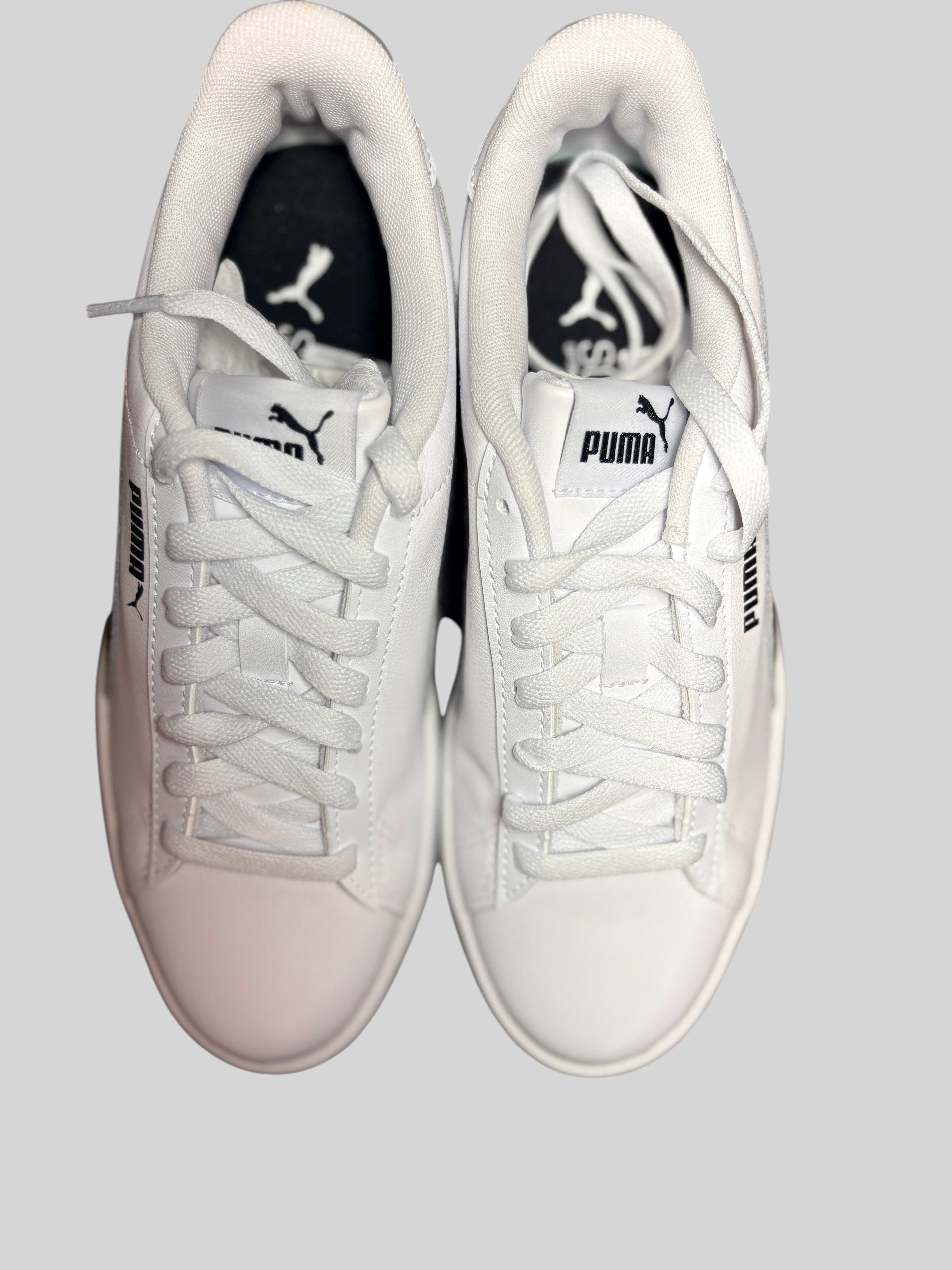 Baskets FASHION SC Puma Lily Platform Leo blanches en cuir avec détails léopard et semelle compensée