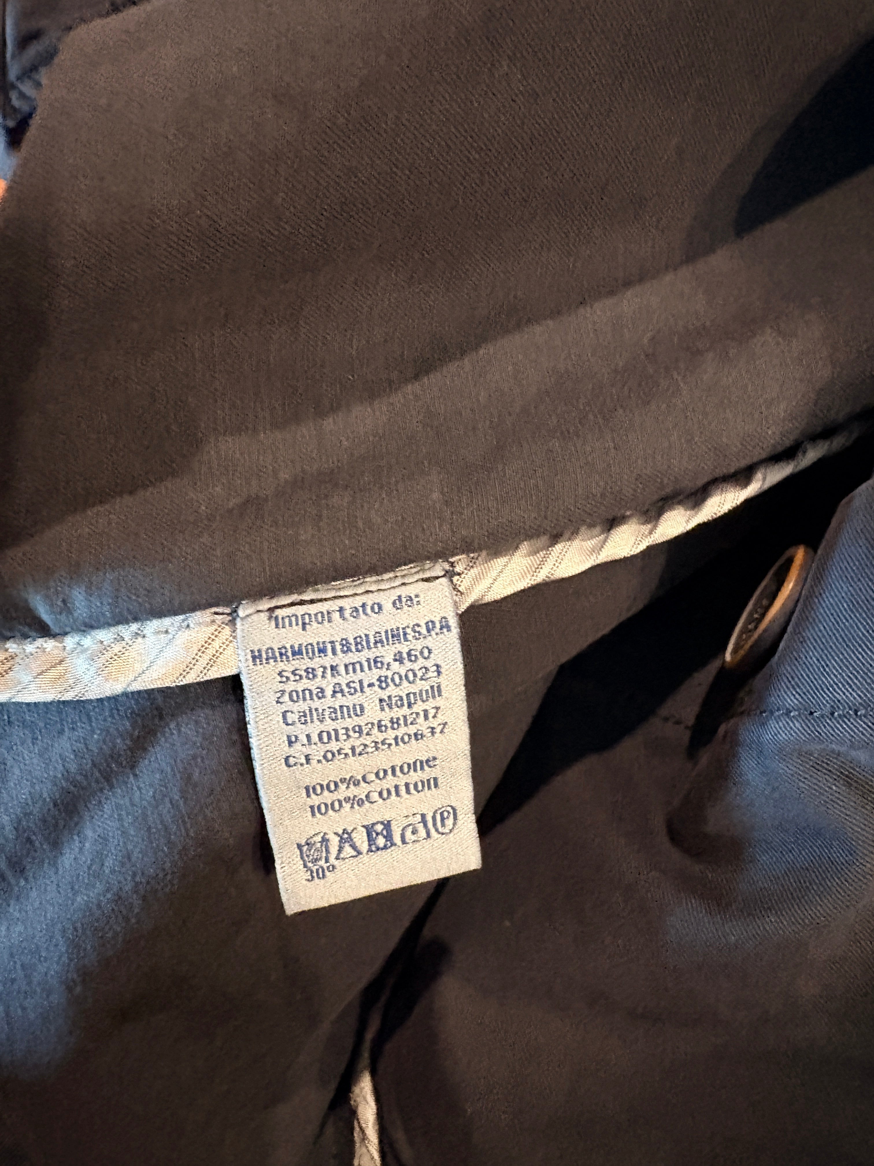 Étiquette de composition en coton de la veste FASHION SC Harmont & Blaine Jeans bleu marine