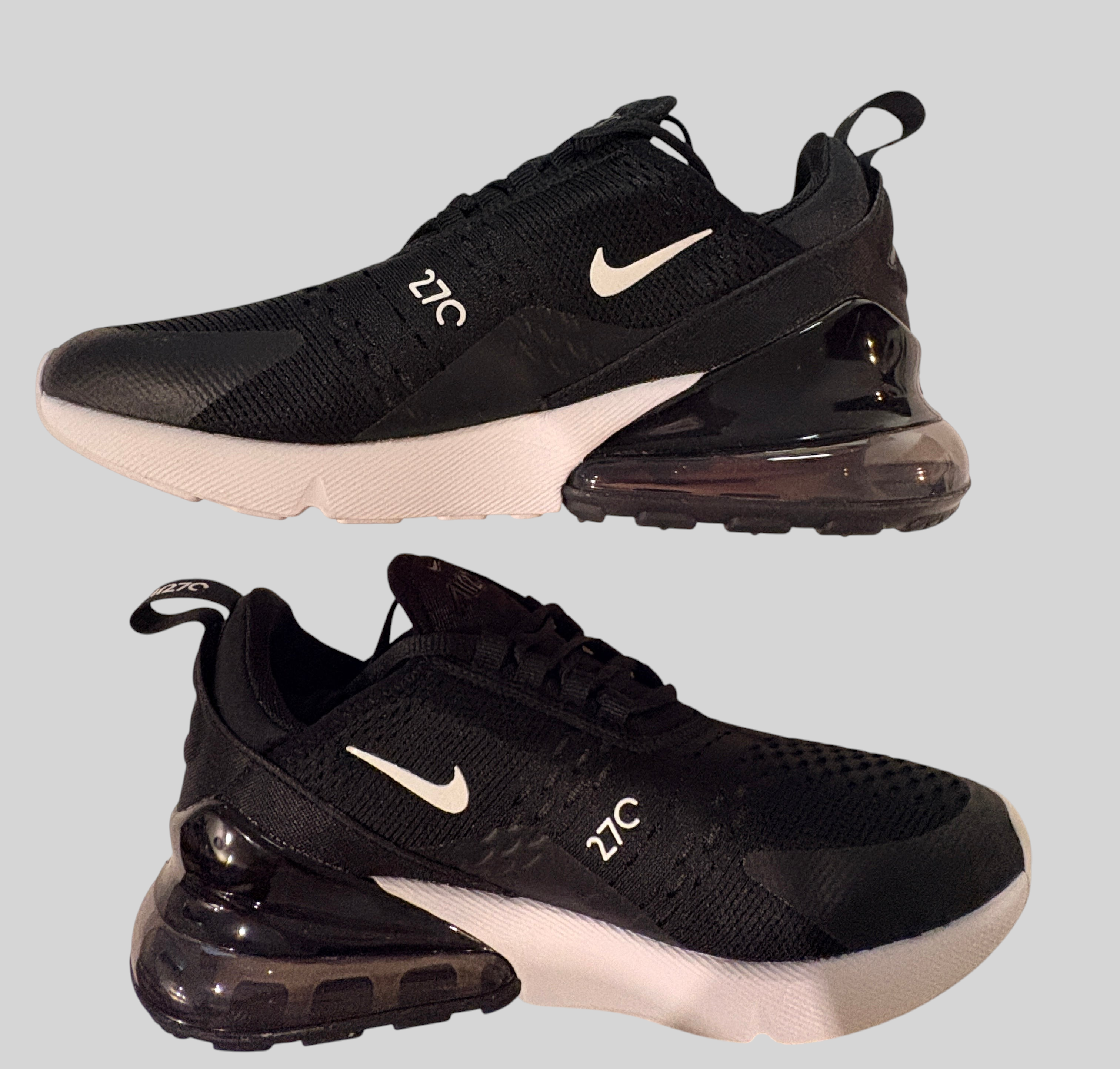 Baskets FASHION SC Nike Air Max 270 noires et blanches avec unité Max Air visible et tige en mesh respirant