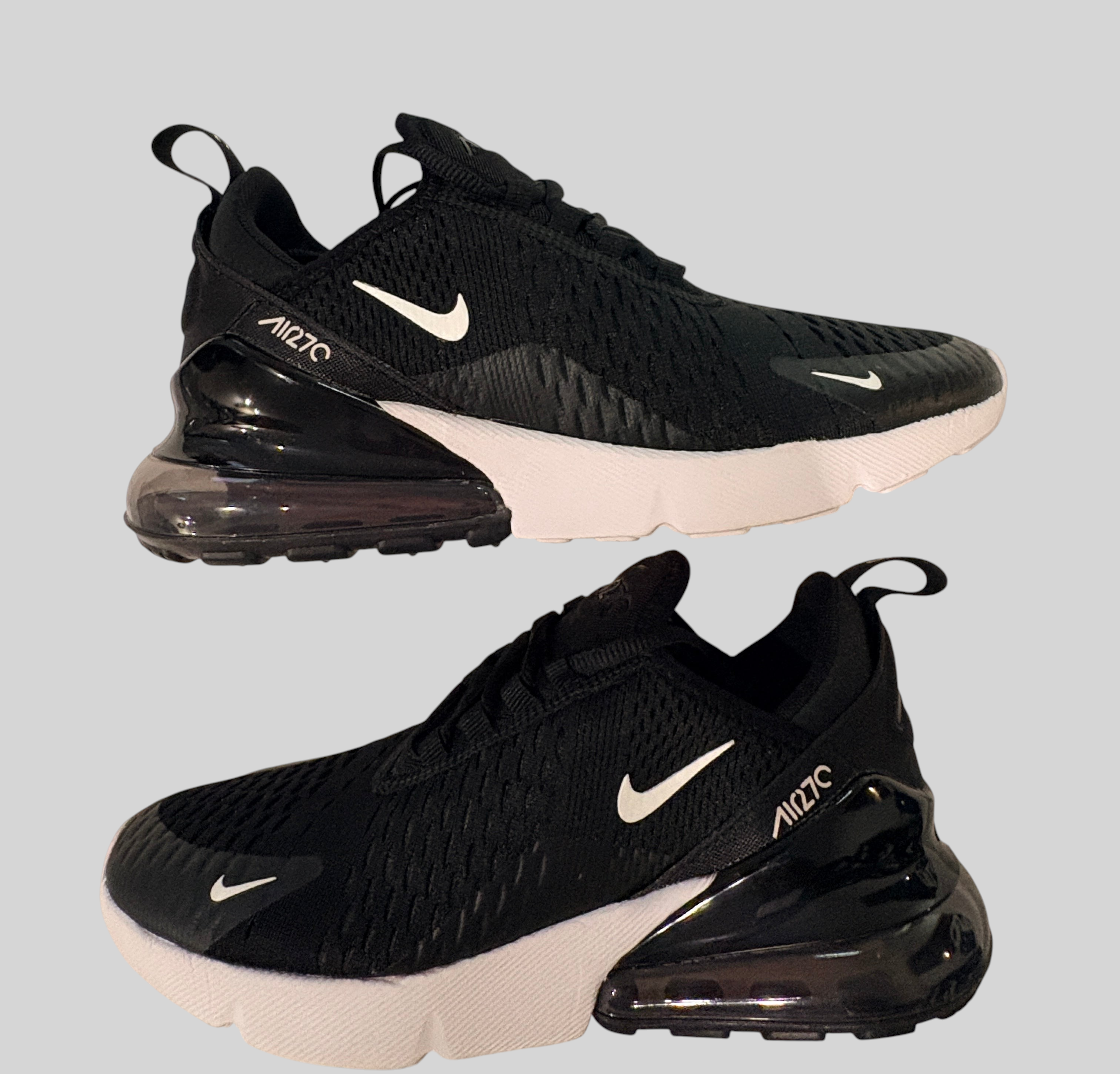 Baskets FASHION SC Nike Air Max 270 noires et blanches avec unité Max Air visible et tige en mesh respirant