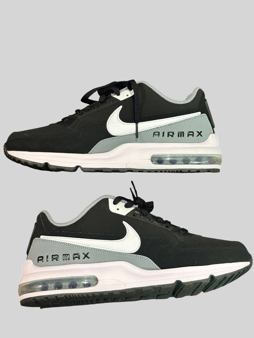 Baskets FASHION SC Nike Air Max LTD 3 noires, grises et blanches en cuir avec unité Air visible au talon