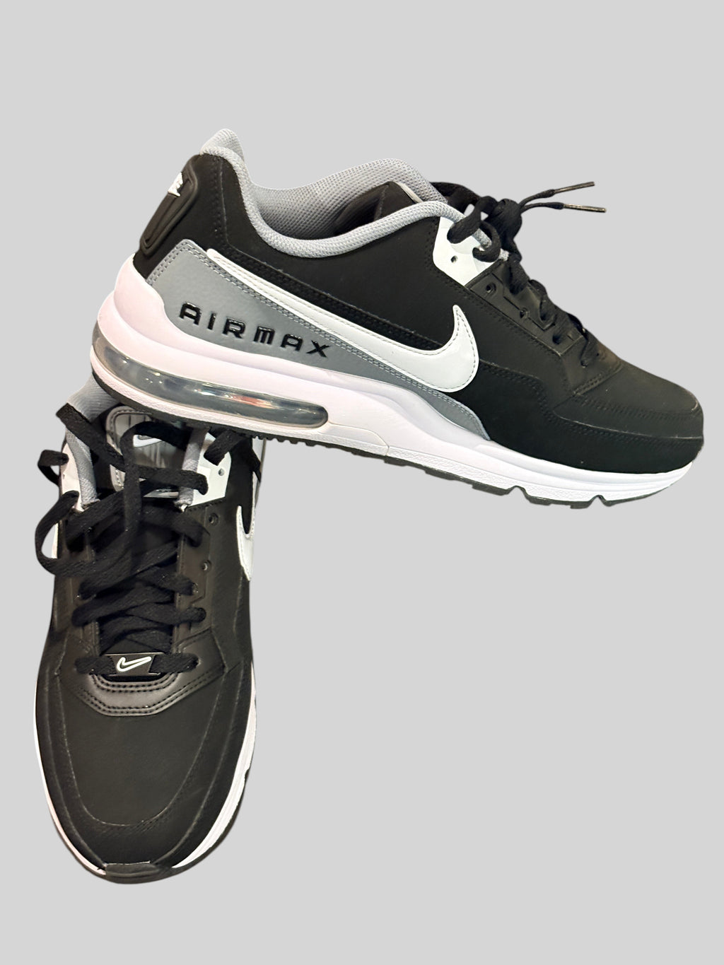 Baskets FASHION SC Nike Air Max LTD 3 noires, grises et blanches en cuir avec unité Air visible au talon