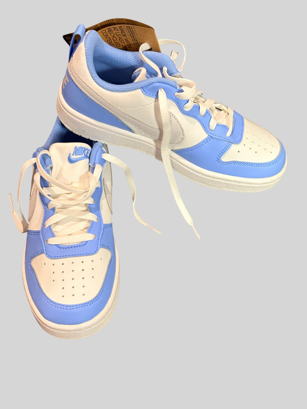 Baskets FASHION SC Nike Court Borough Low Recraft GS blanches et bleu cobalt pour enfant avec étiquette
