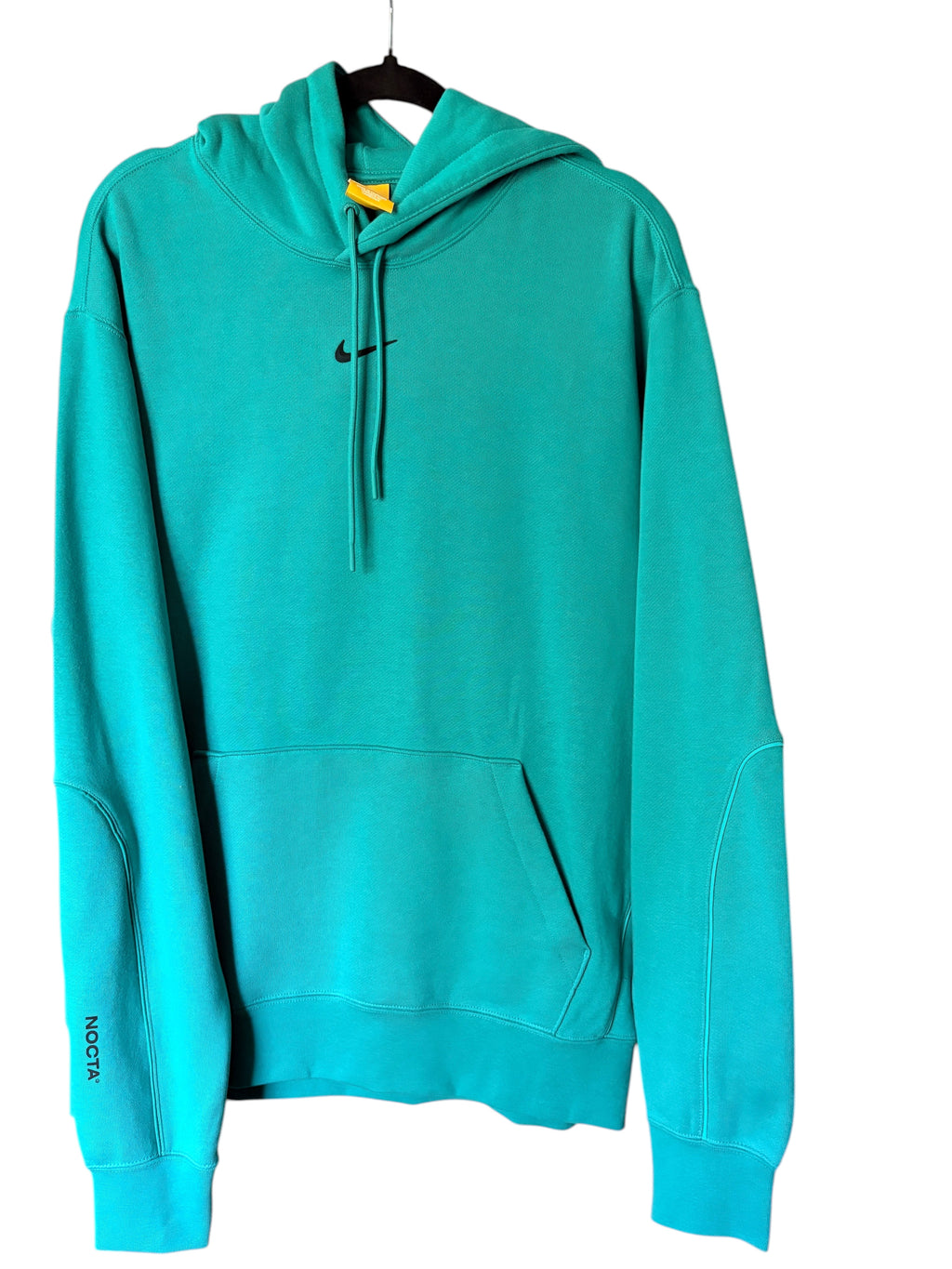 Sweat à capuche FASHION SC Nike x NOCTA Fleece CS Hoodie 2 vert Neptune avec logo Swoosh noir et marquage sur manche
