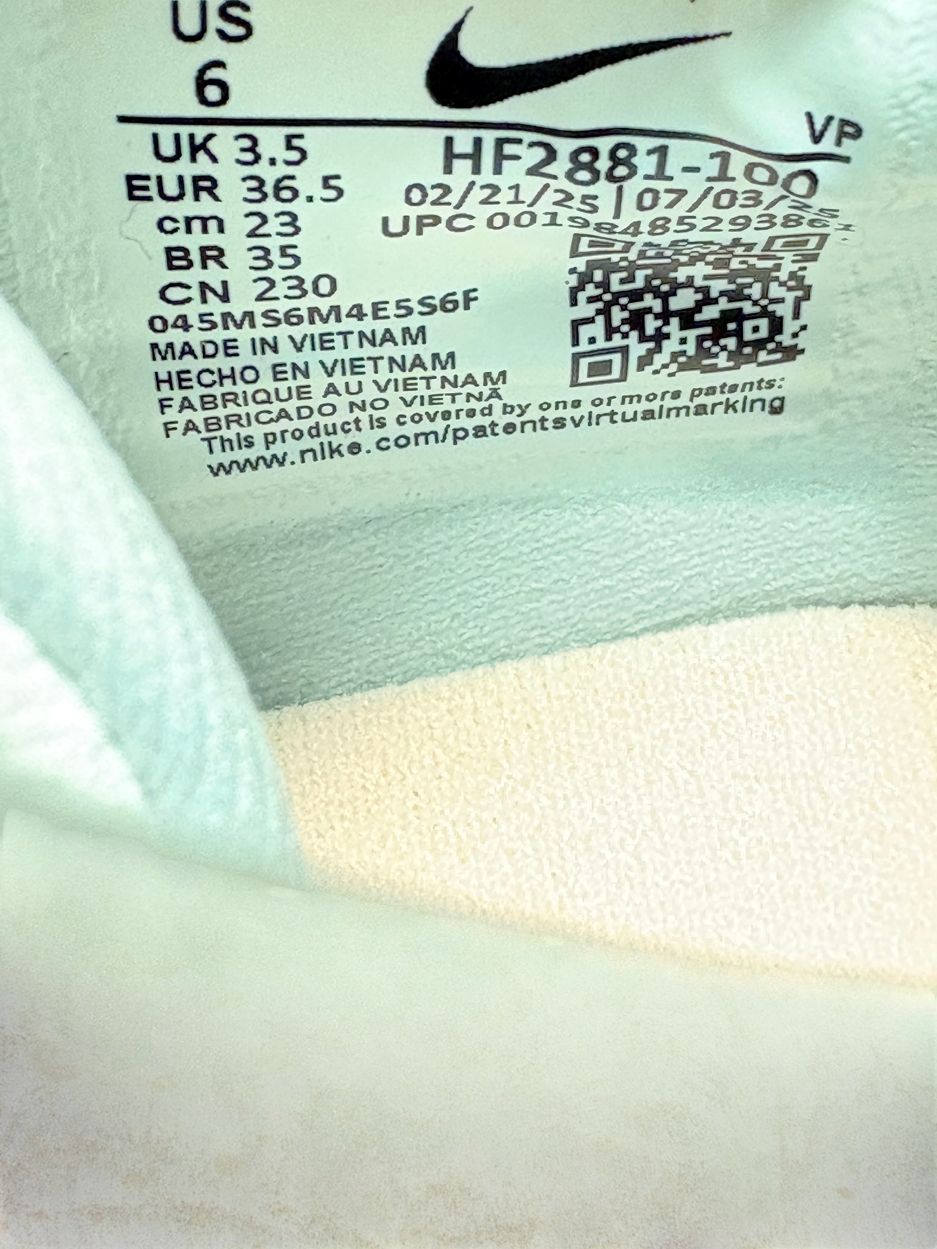 Etiquette de taille intérieure FASHION SC pour chaussures de basket Nike Sabrina 3 Silencer taille 36.5