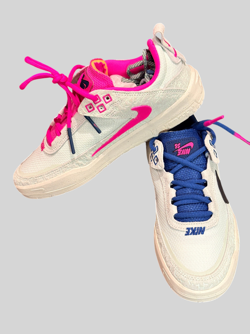 Chaussures de skate FASHION SC Nike SB Day One SE GS en daim et textile blanc, vert pâle et rose vif