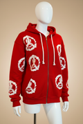 Hoodie Rouge Smiley - Vue Haut
