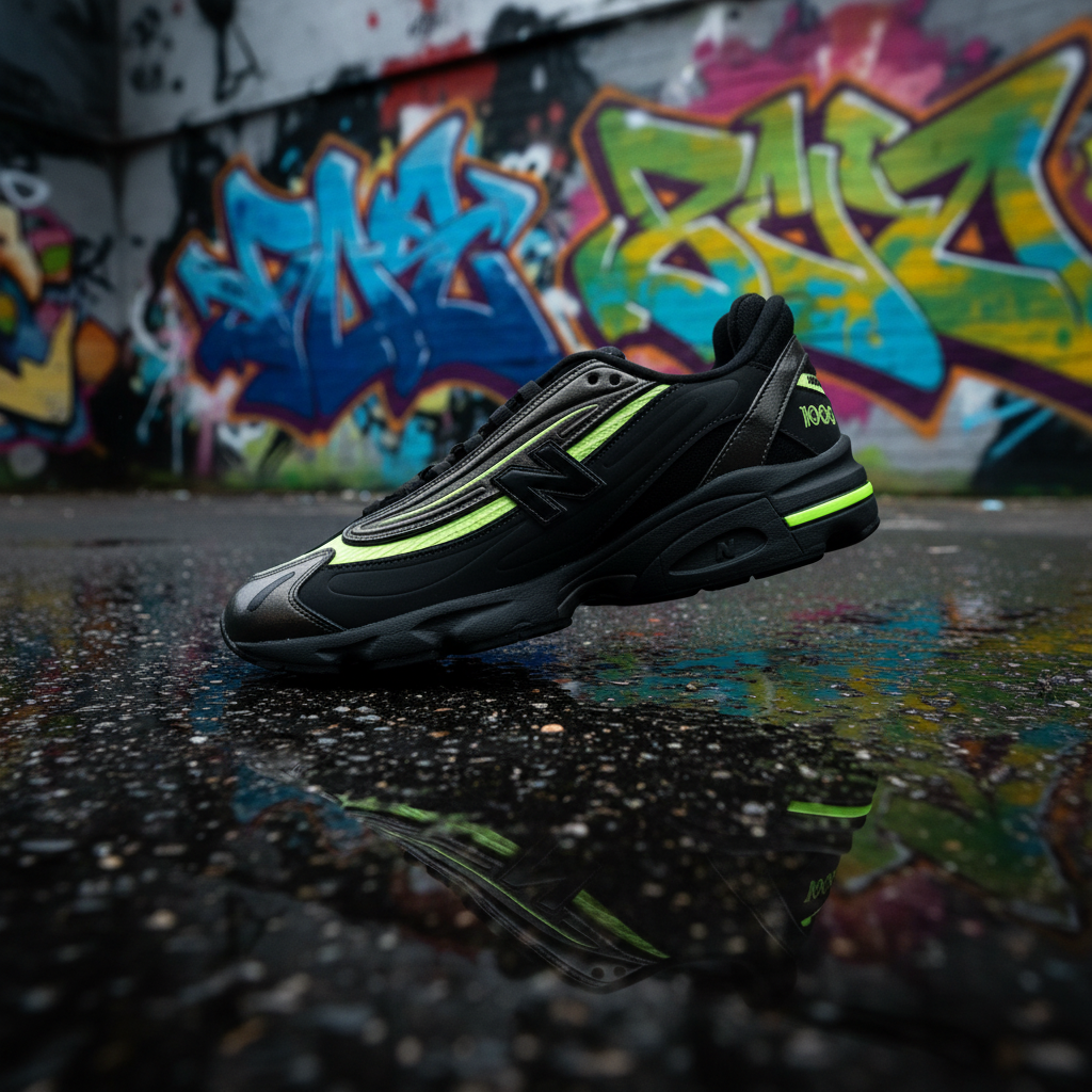 New Balance 1000 Black Lime - Side