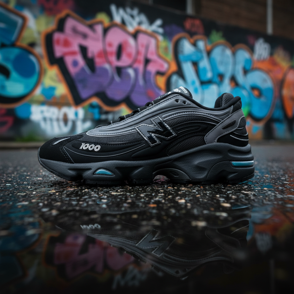 New Balance 1000 Black Silver - Side Profile